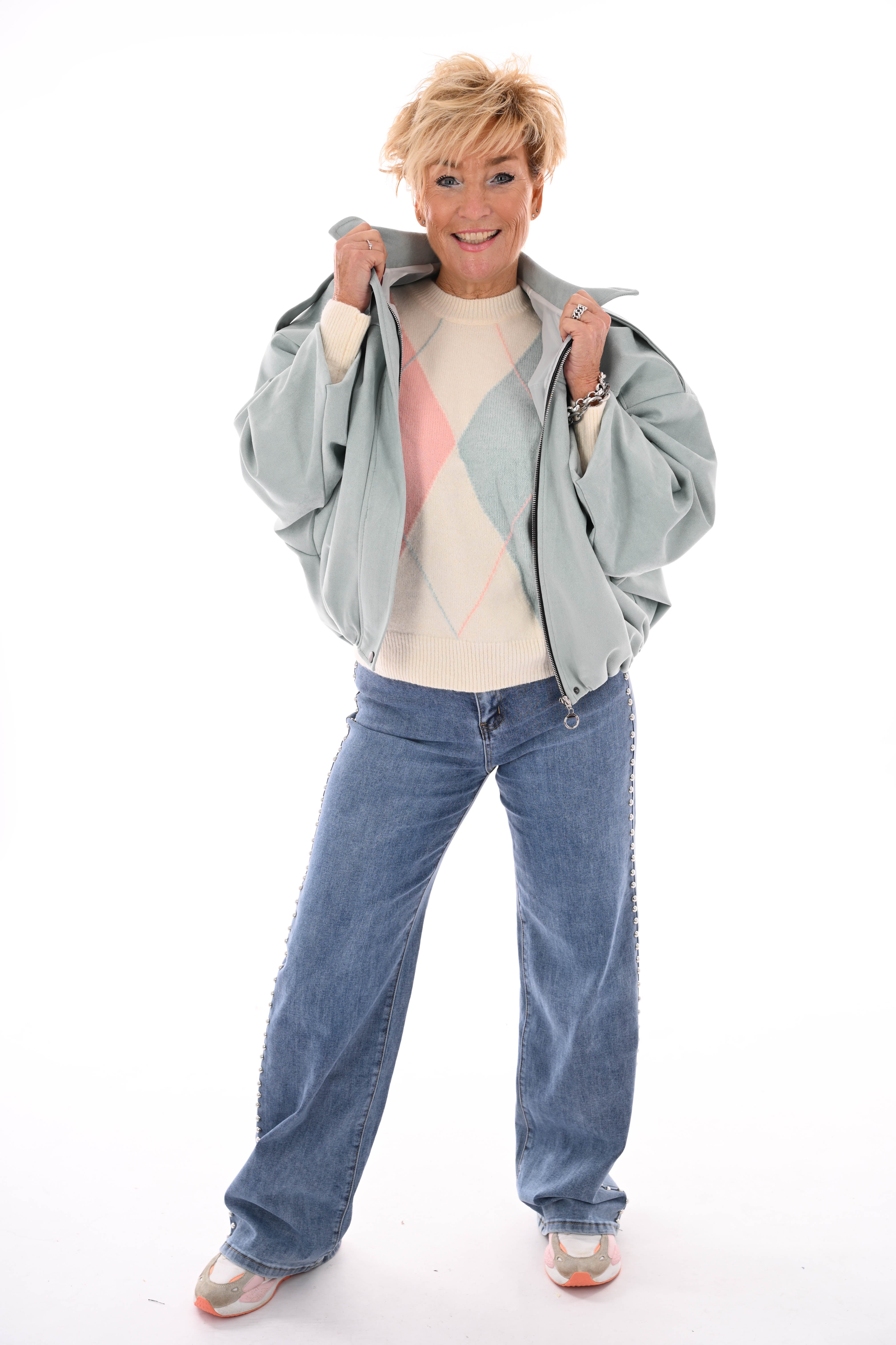 Kort suedelook jasje lindegroen