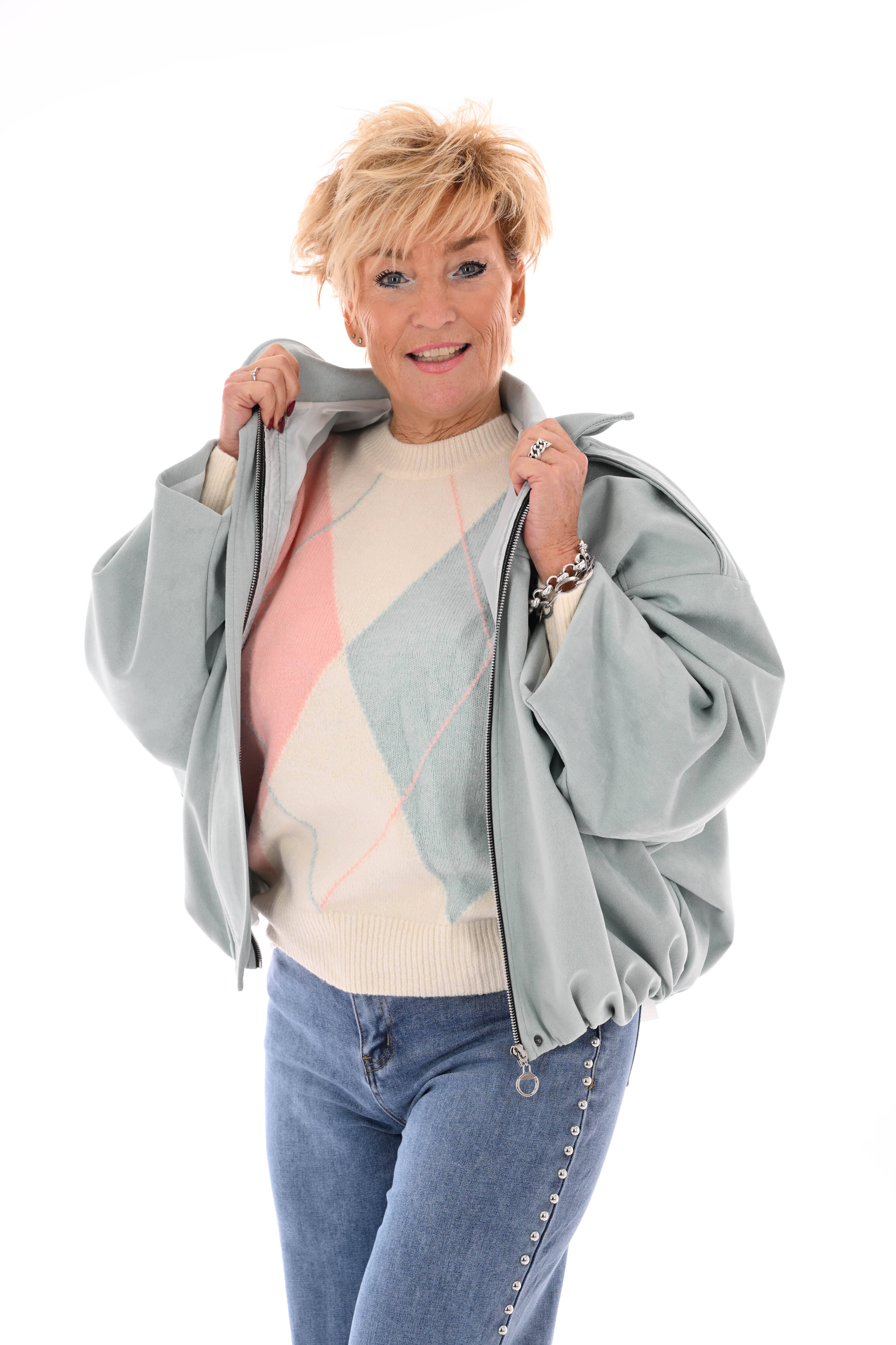 Trui ruitpatroon roze/blauw