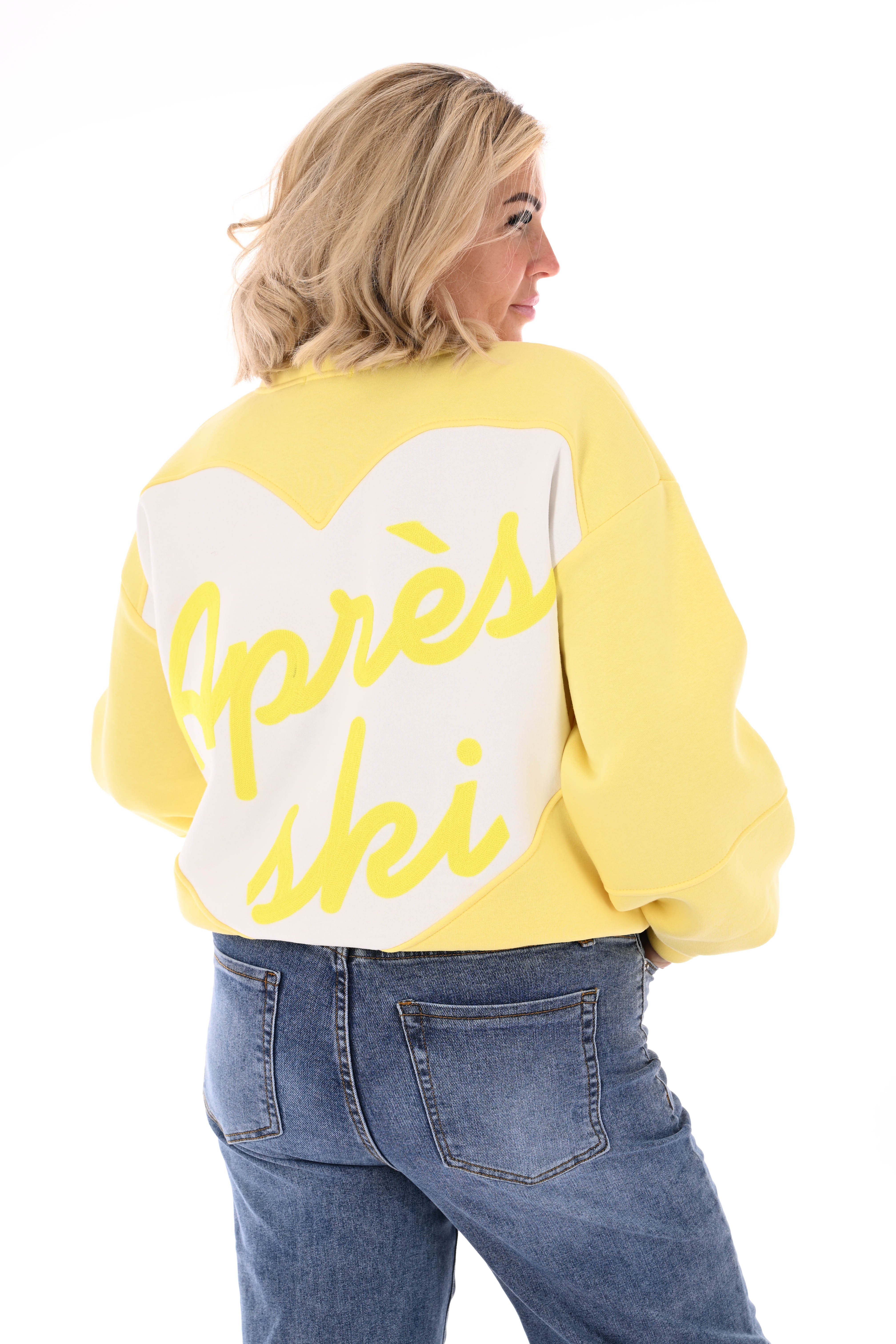 Sweater hart apres ski geel