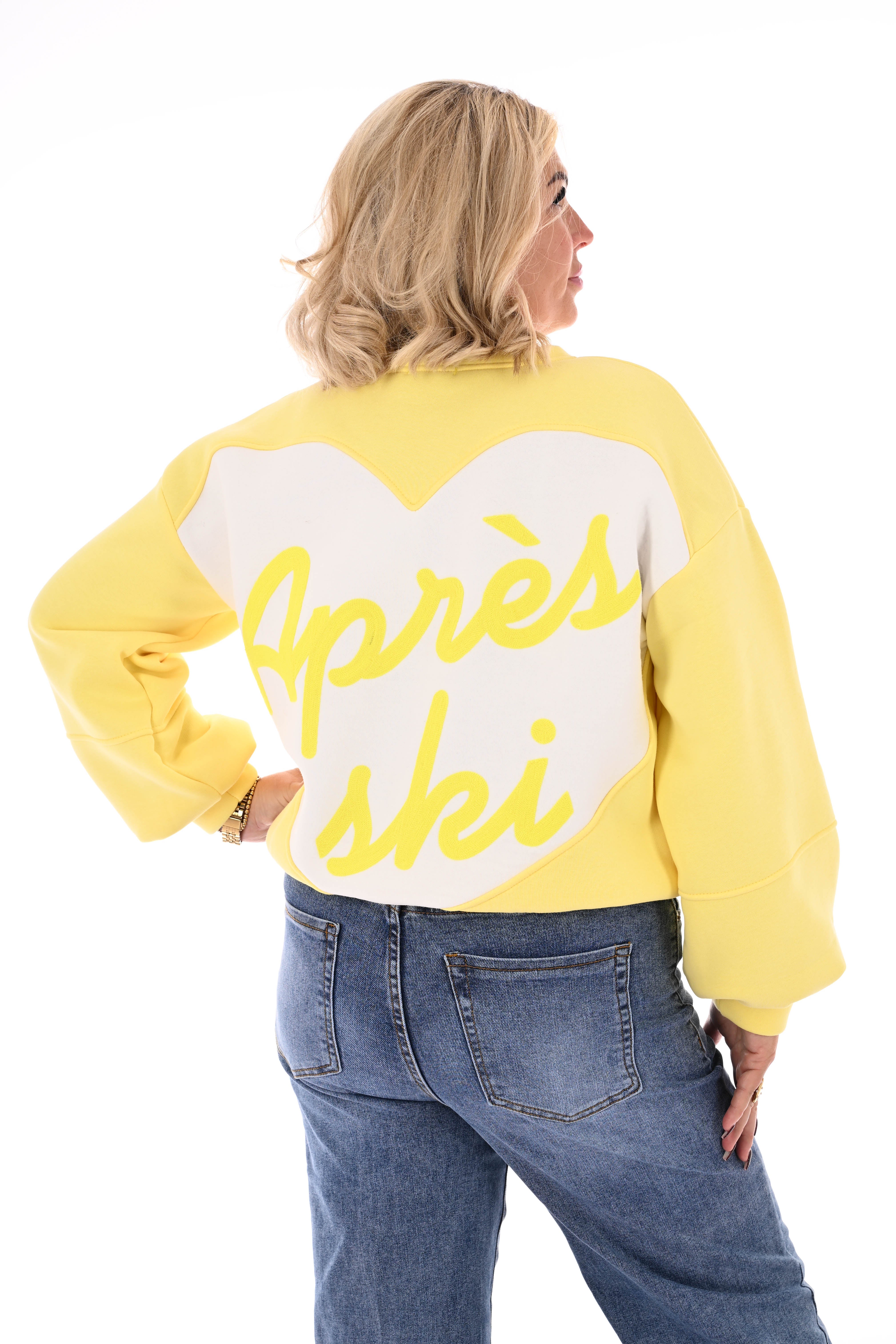 Sweater hart apres ski geel