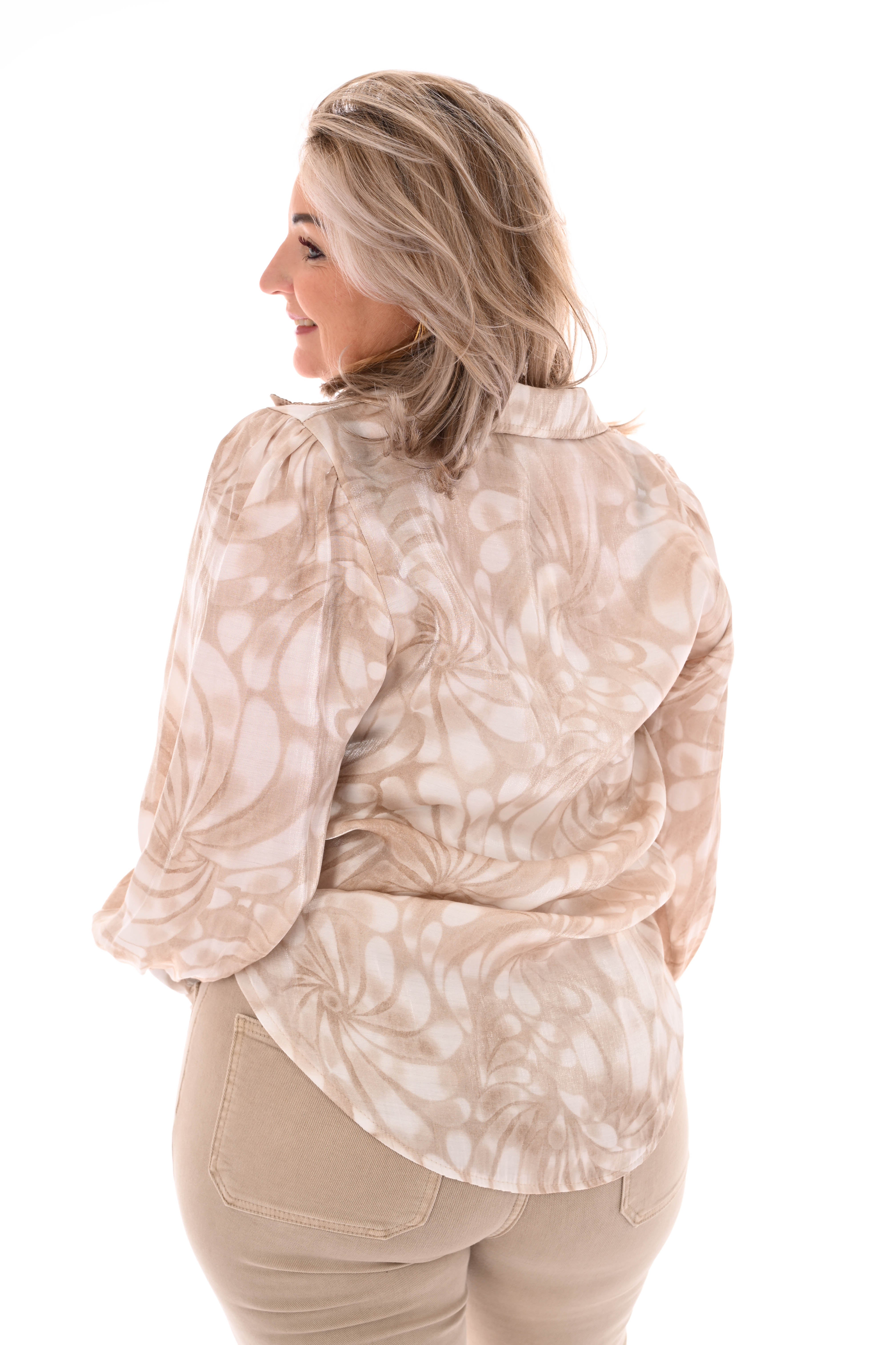 Blouse aquarel bloemen beige