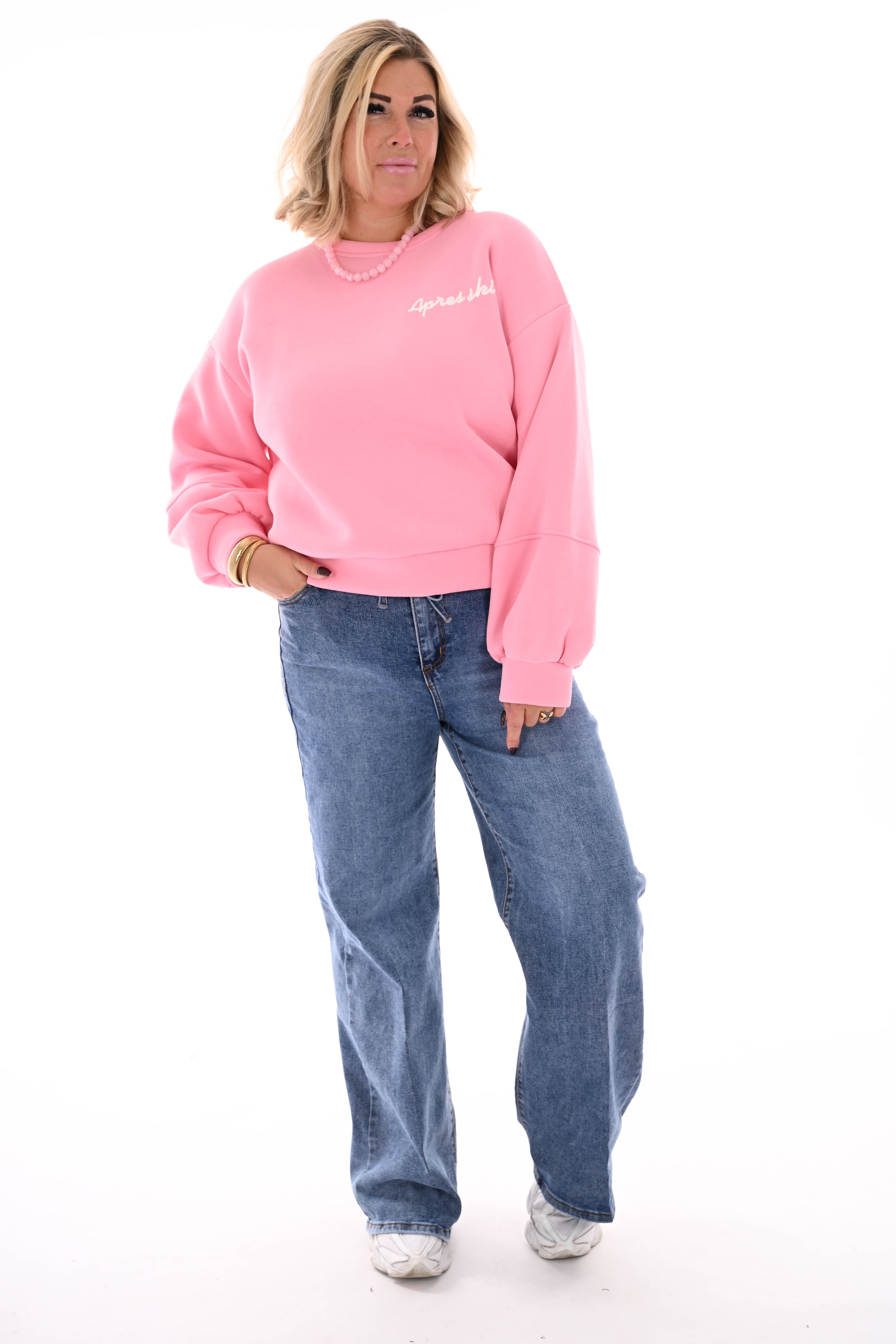 Sweater hart apres ski roze