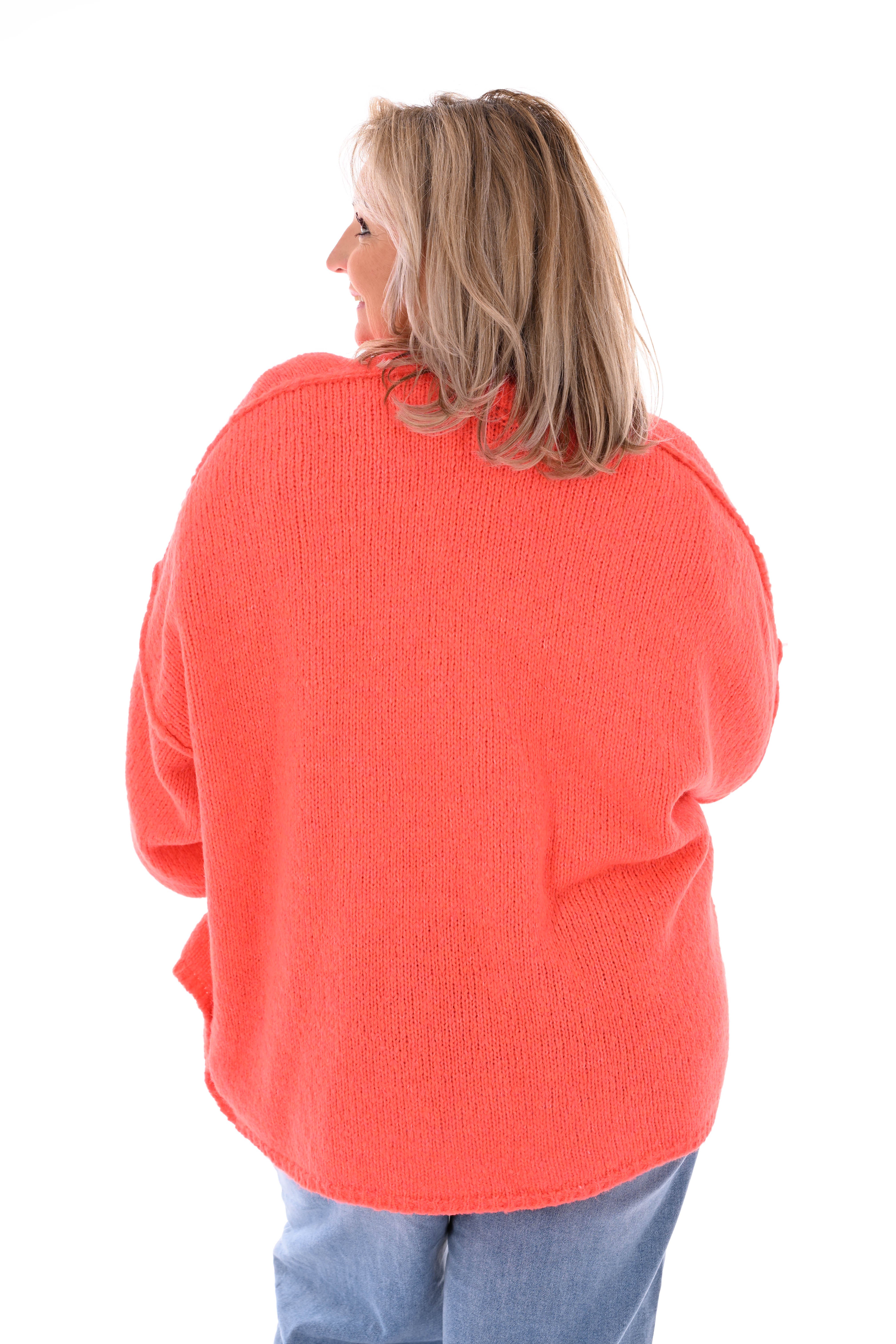 Gebreid vest met naad feloranje