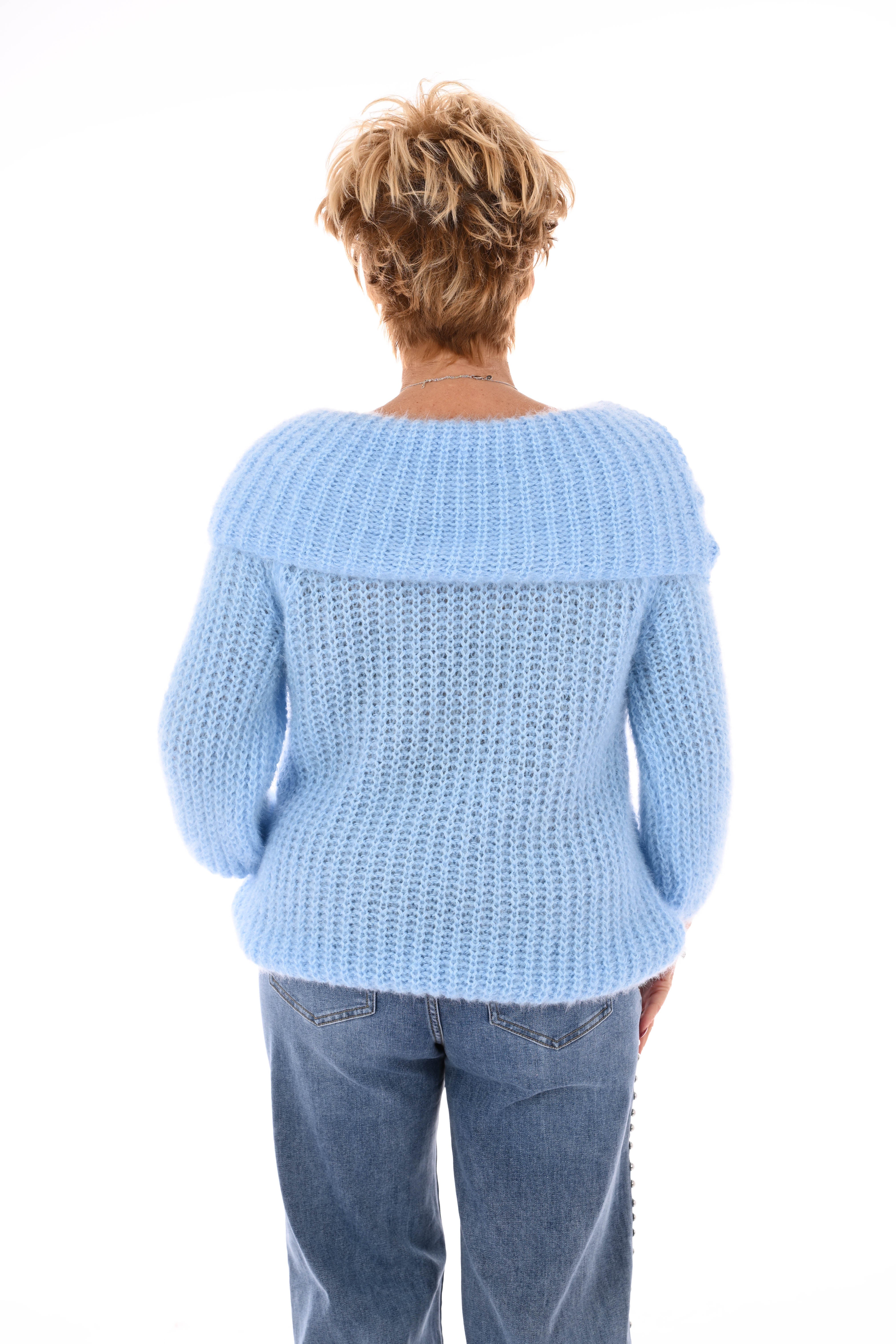 Off-shoulder trui lichtblauw