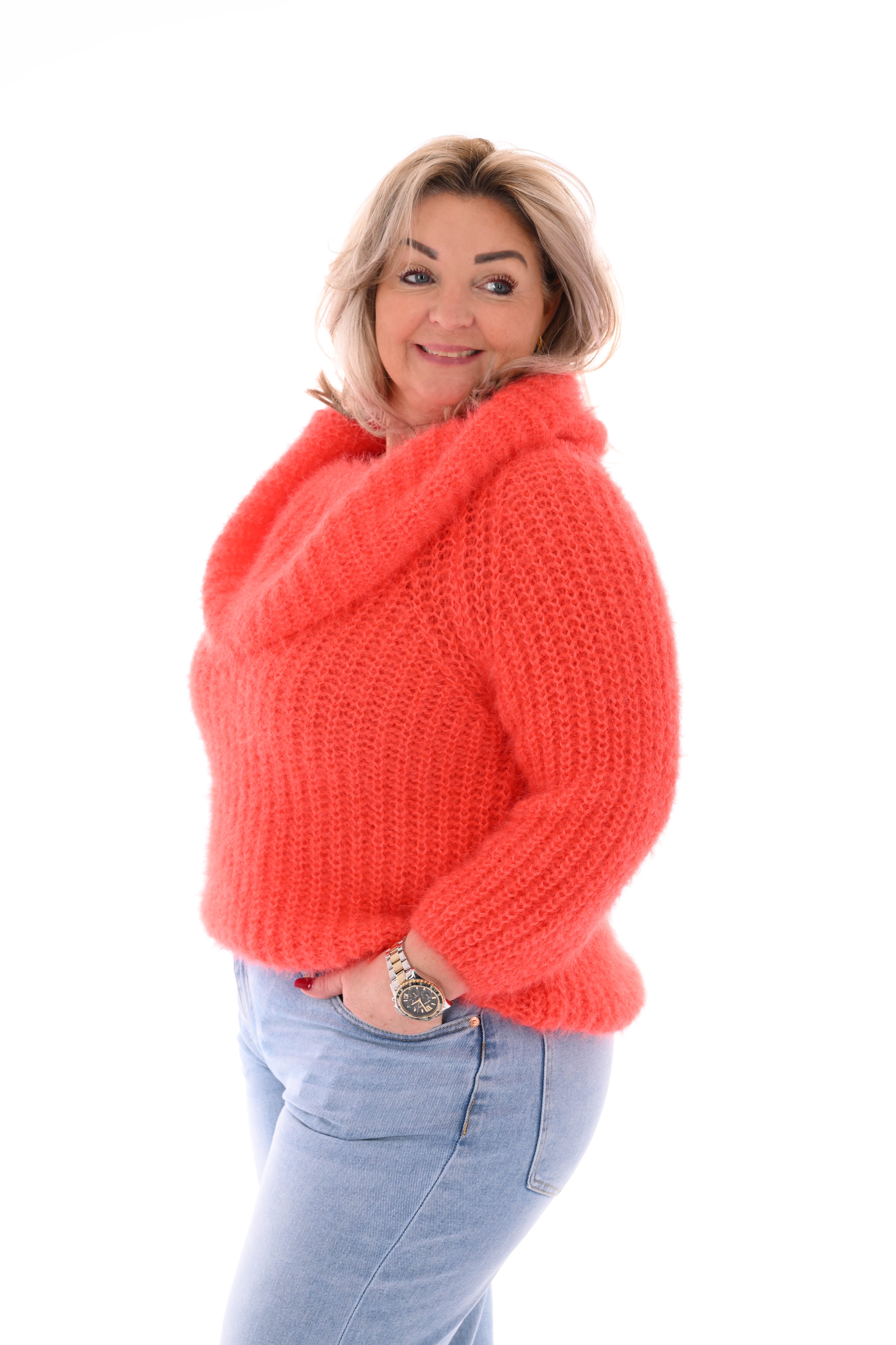 Off-shoulder trui oranje