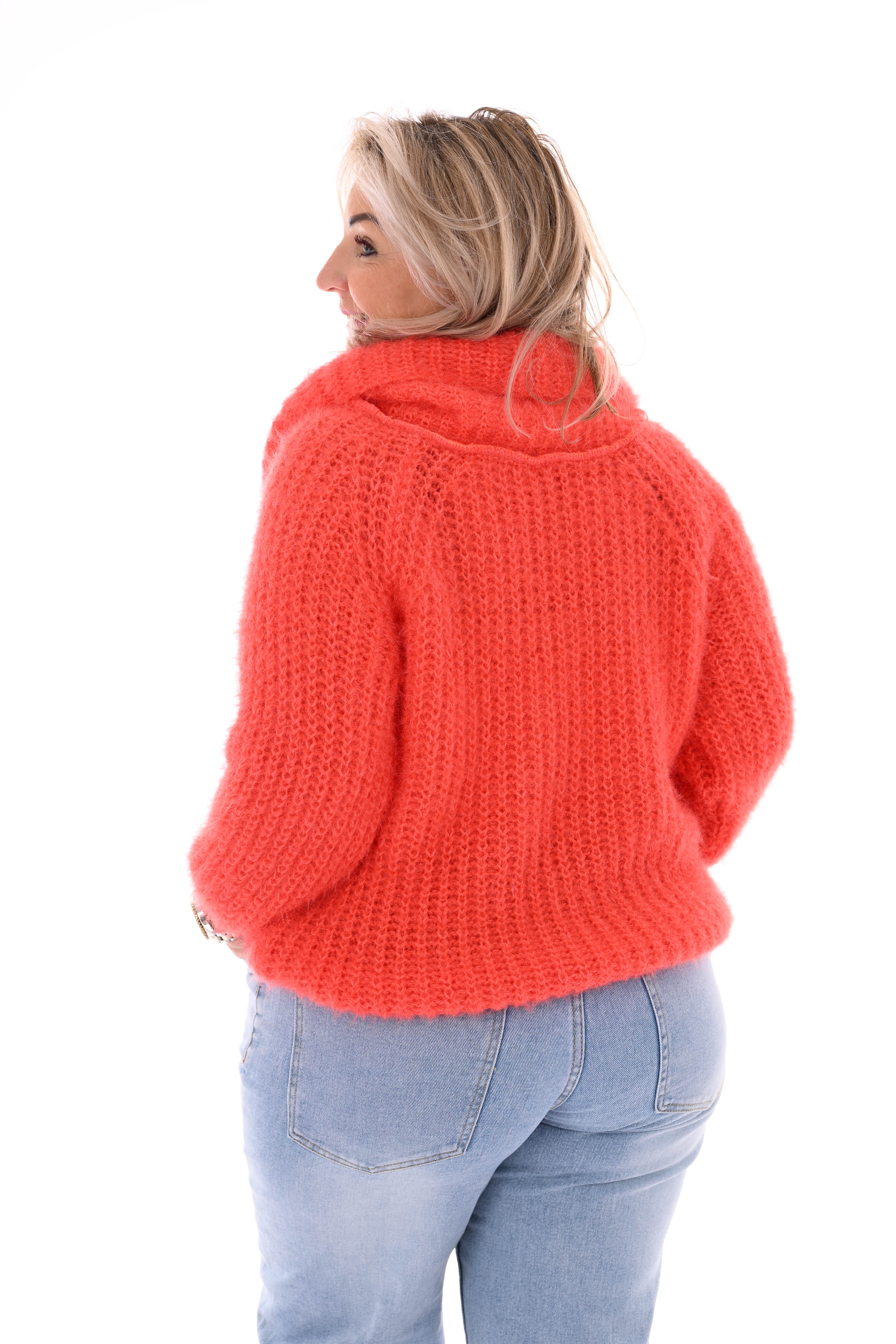 Off-shoulder trui oranje