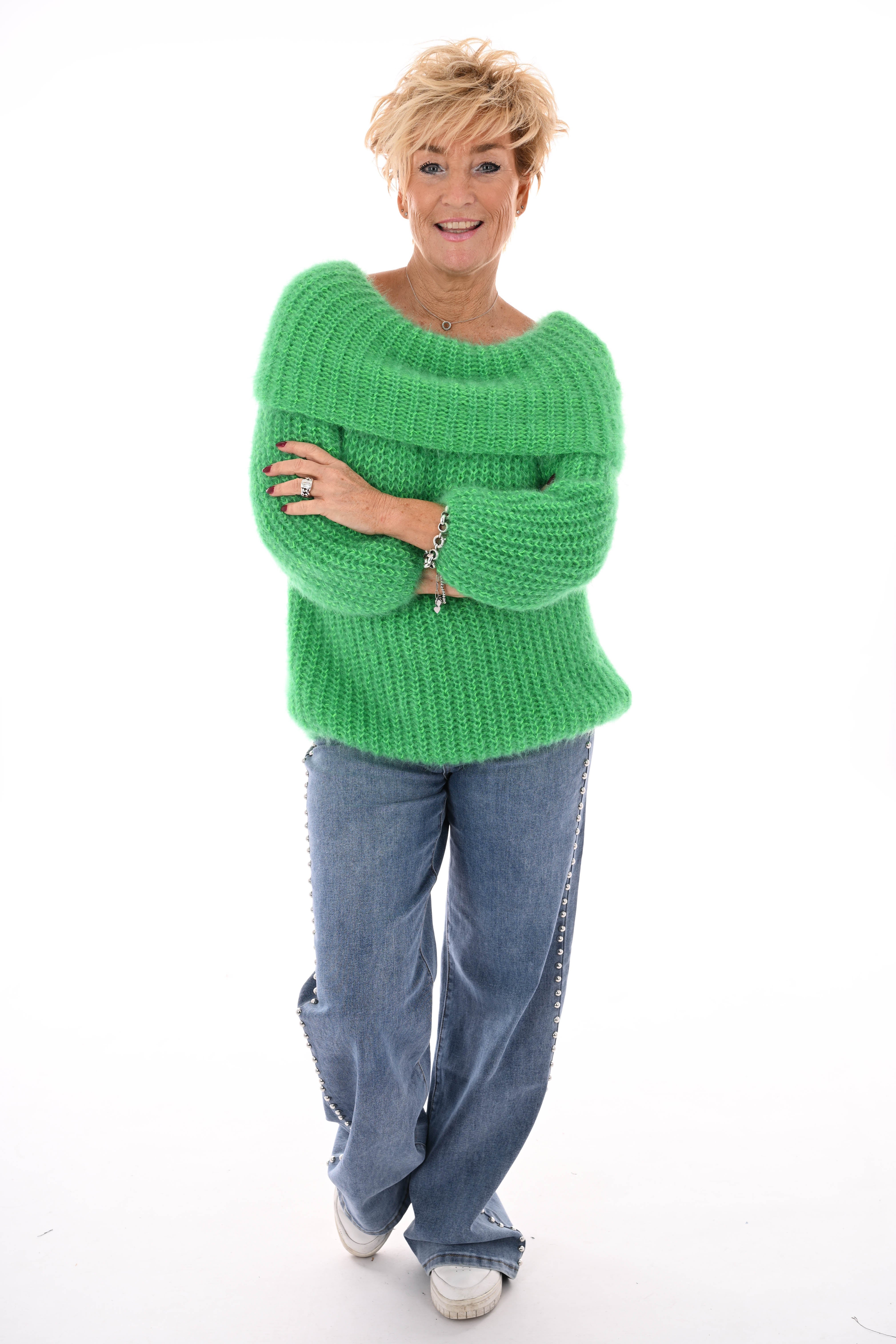 Off-shoulder trui groen