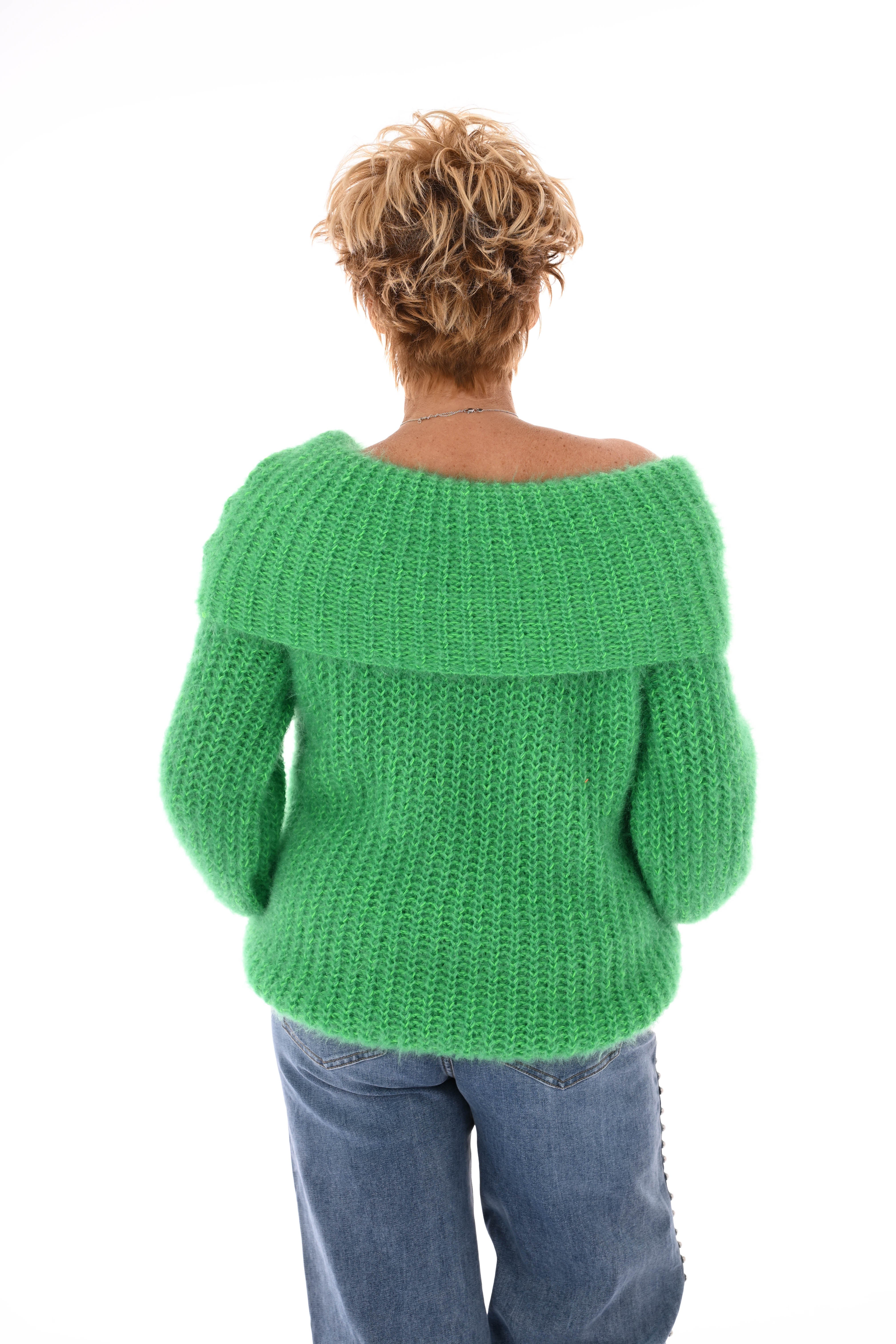 Off-shoulder trui groen