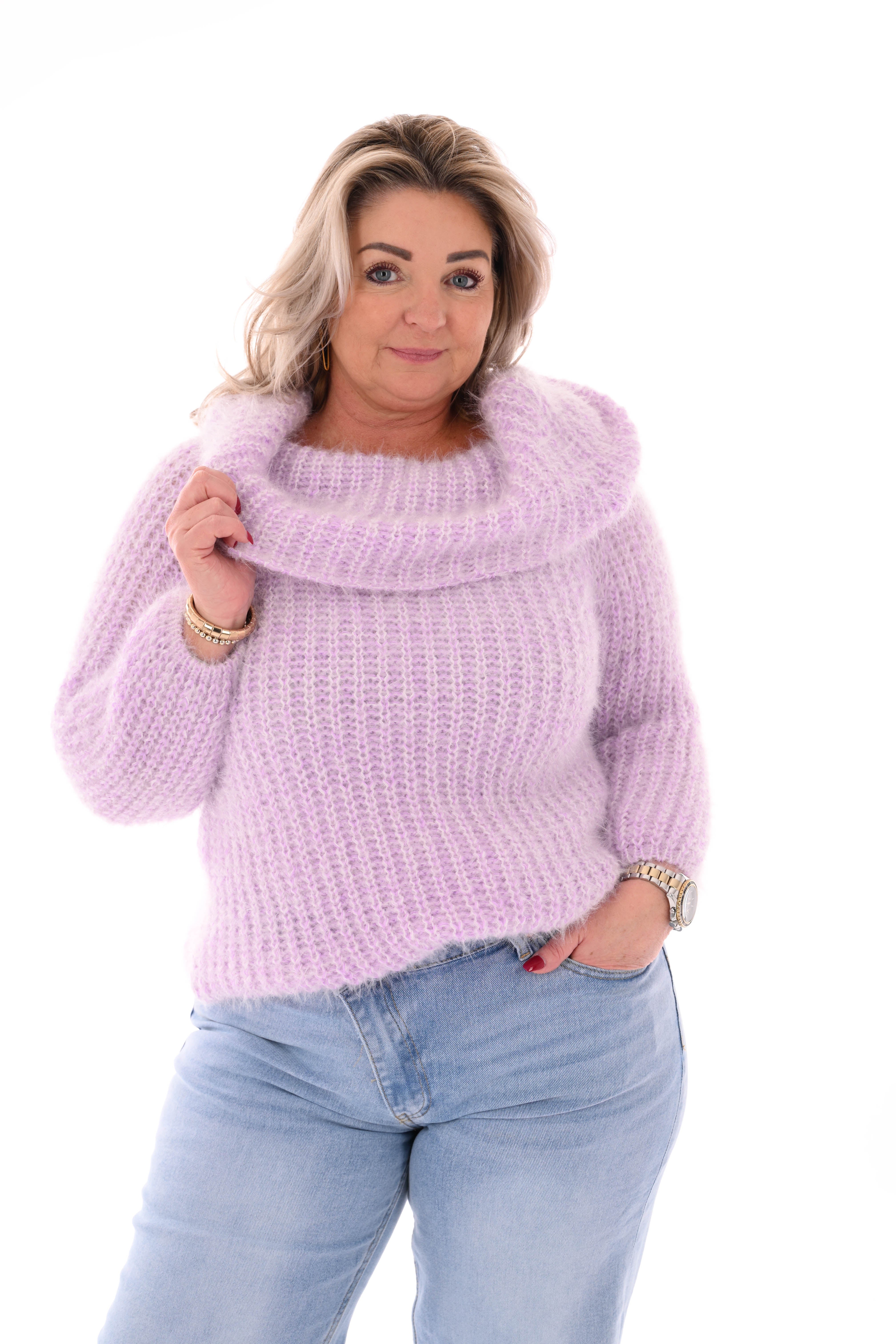 Off-shoulder trui lila