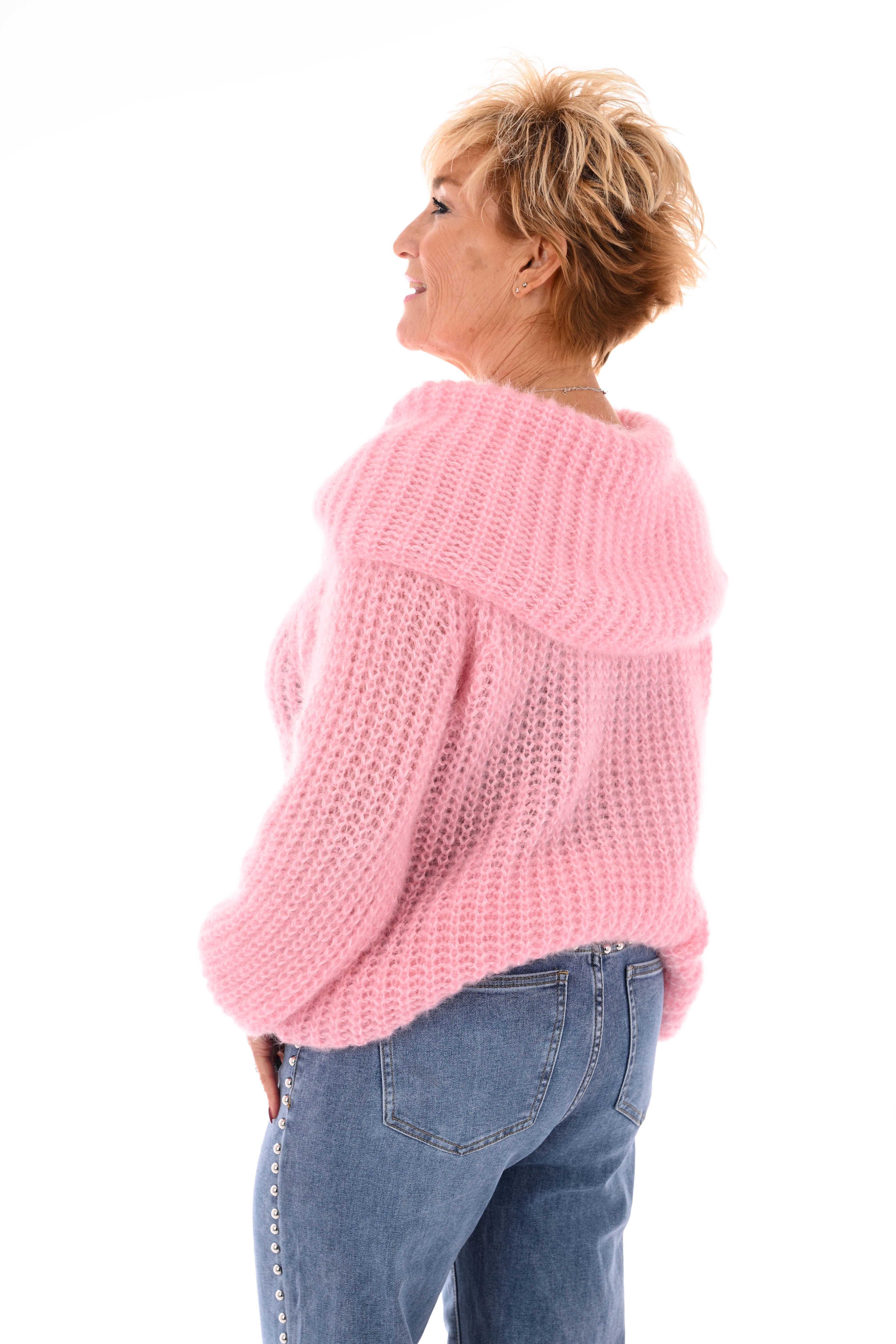 Off-shoulder trui lichtroze