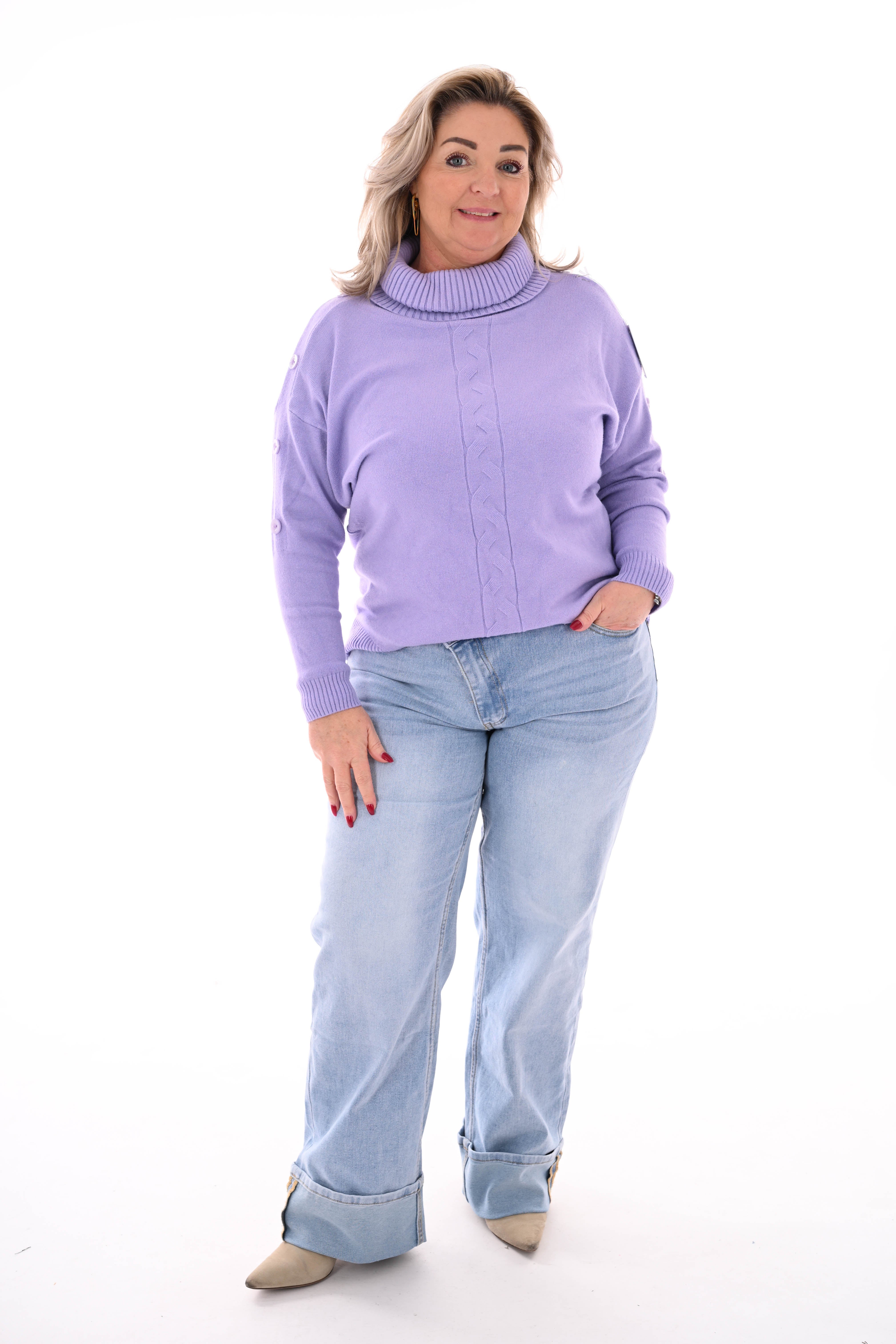 Losse coltrui met knopen lila