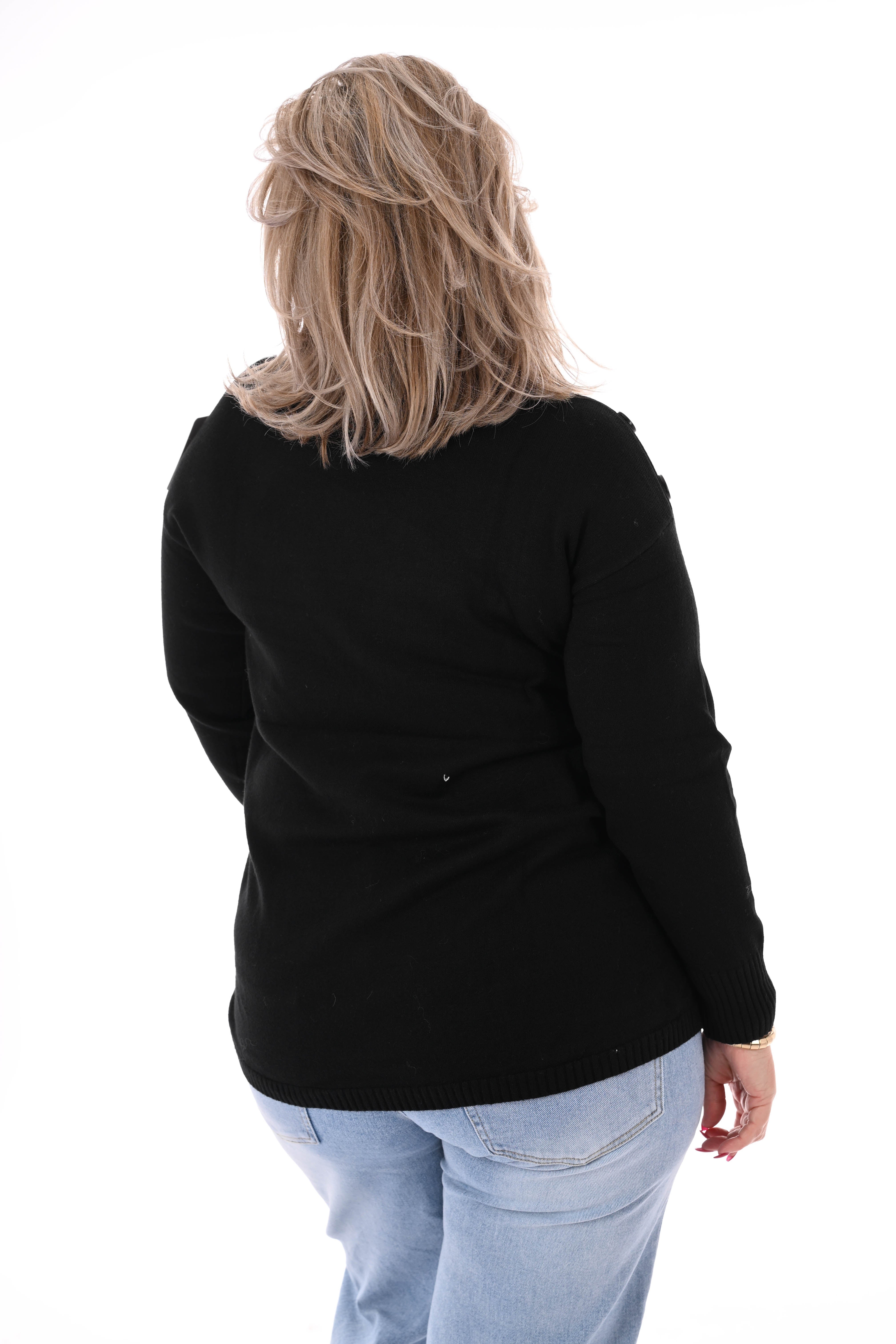 Losse coltrui met knopen zwart