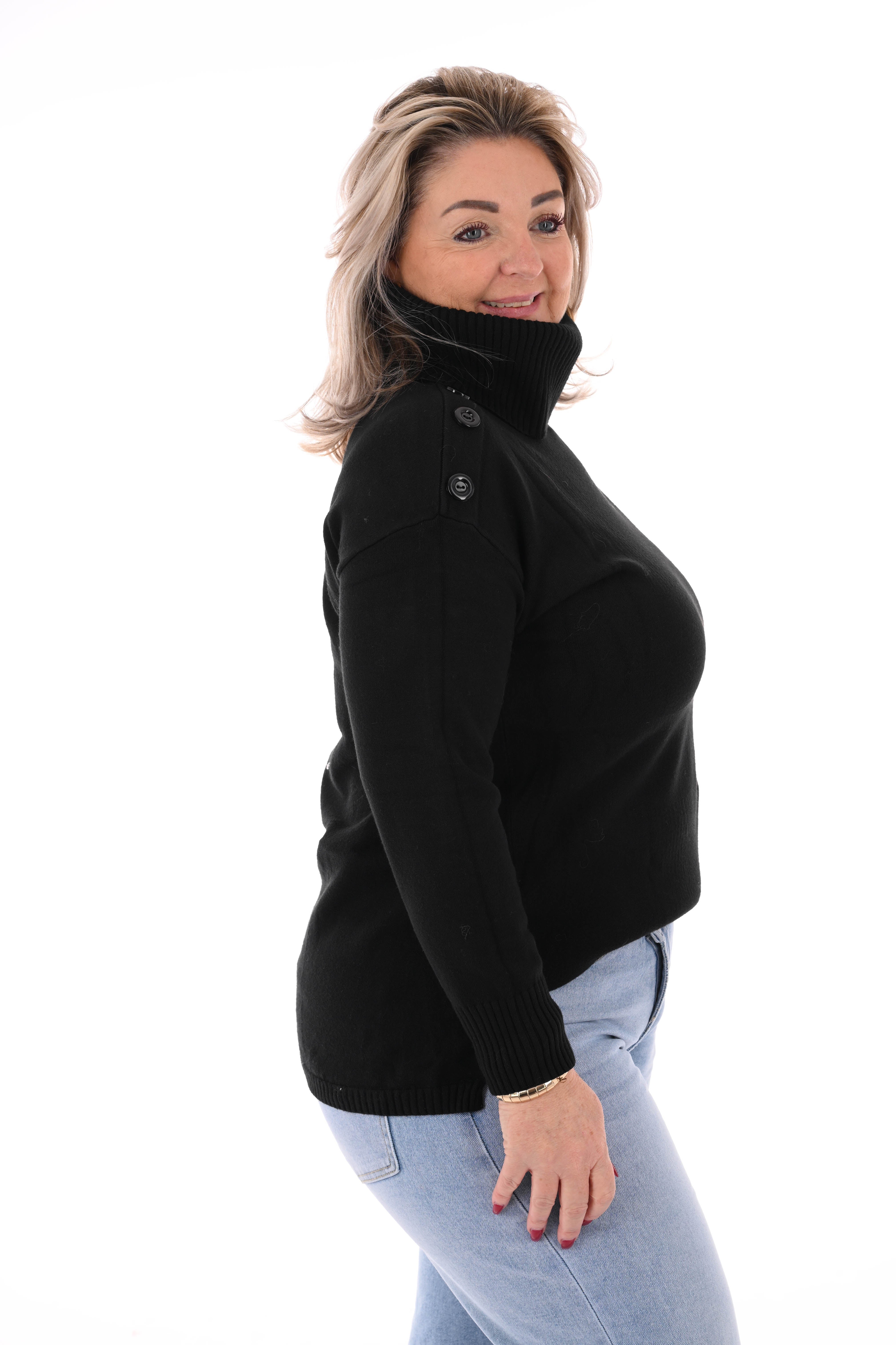 Losse coltrui met knopen zwart