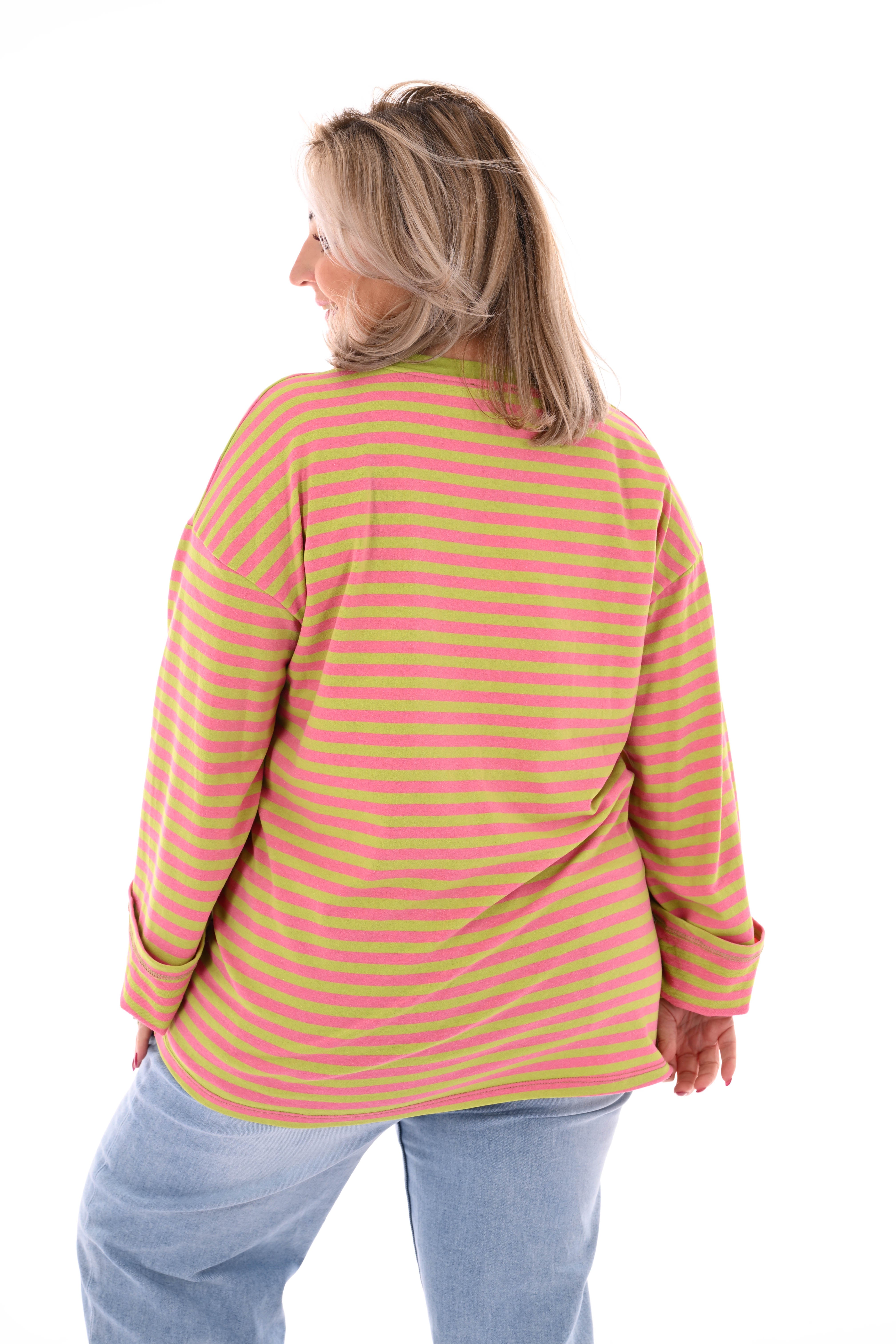 Trui fijne streepjes groen