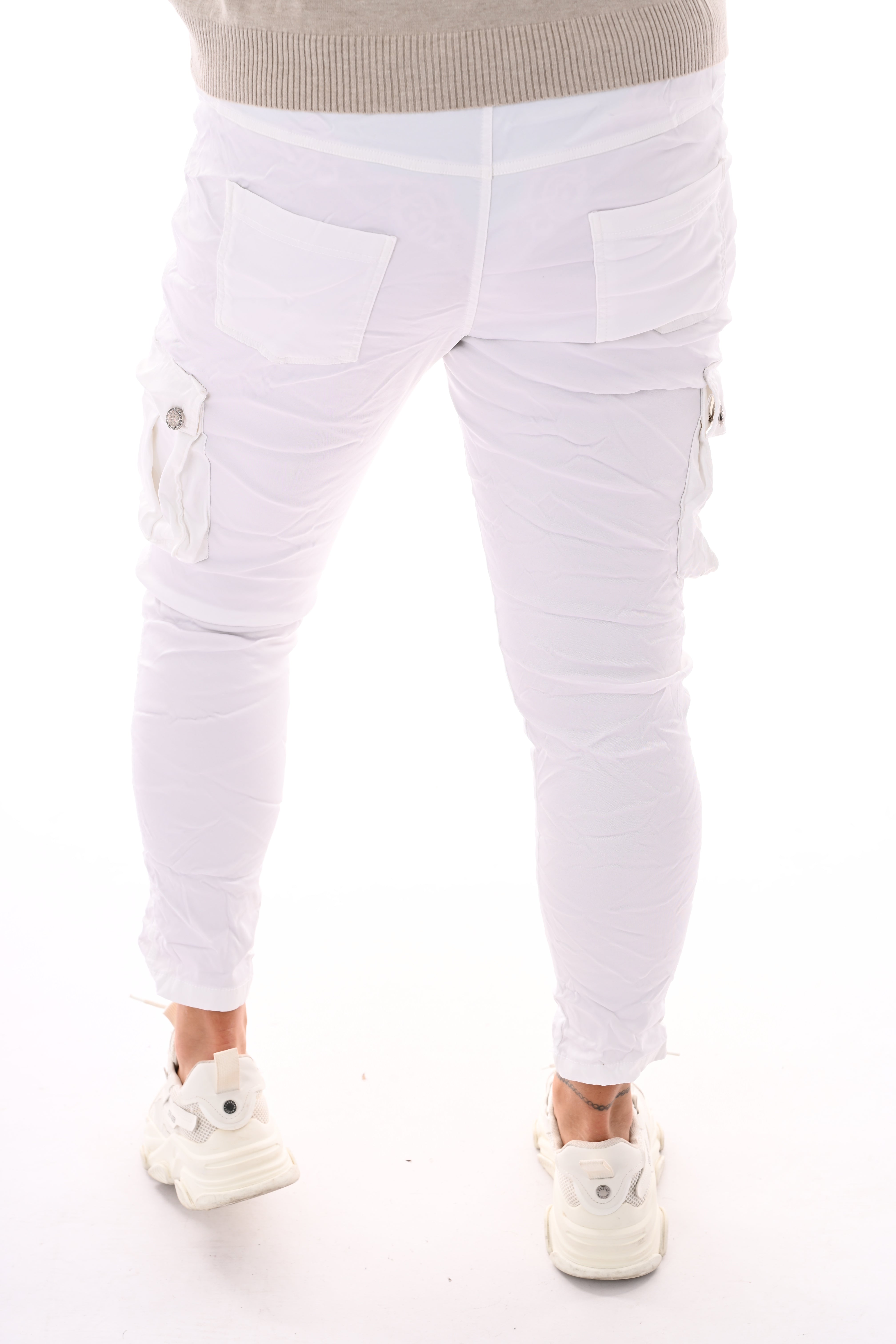 Silky stretchbroek cargo roomwit