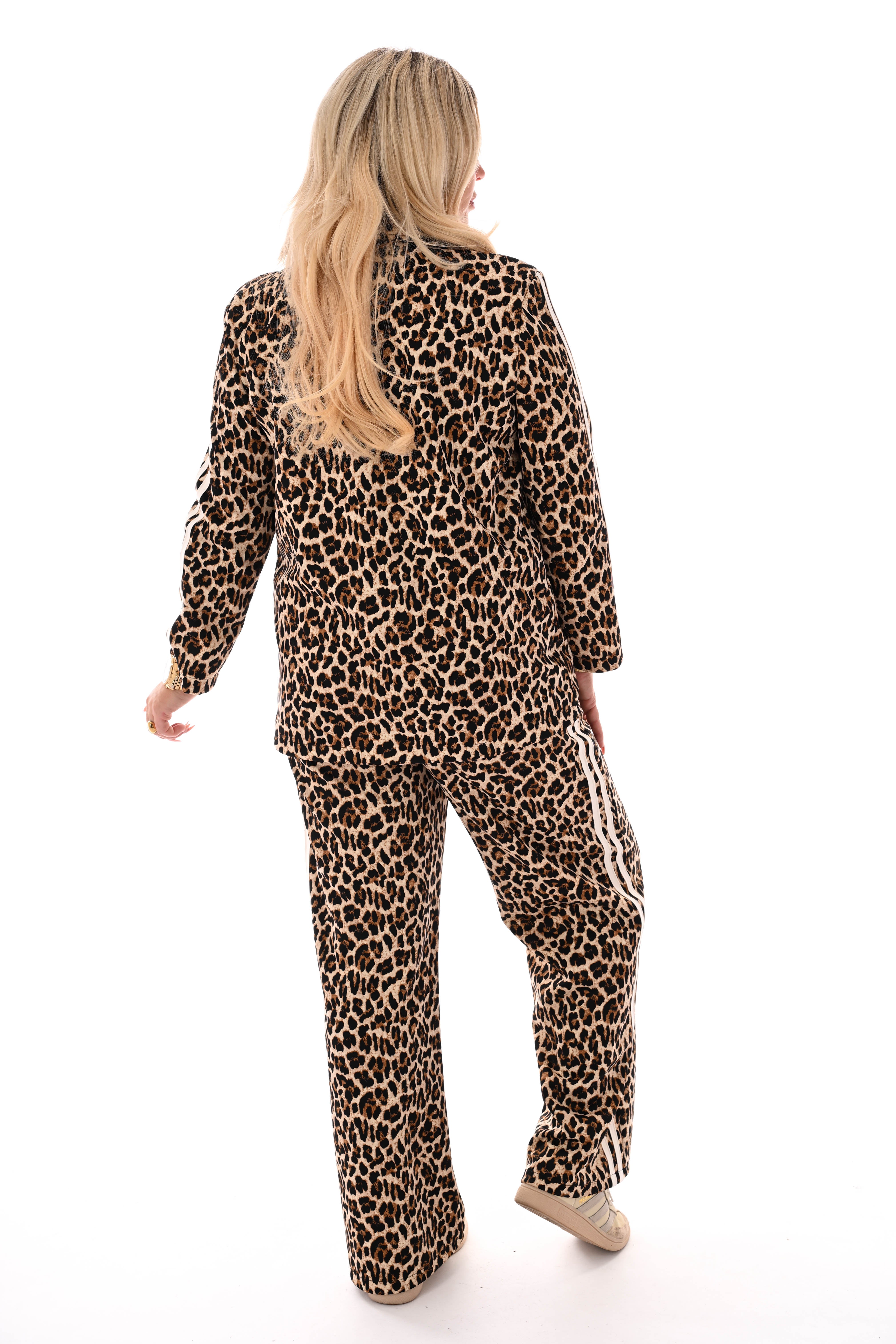 Tweedelig blazerpak panter met bies roomwit