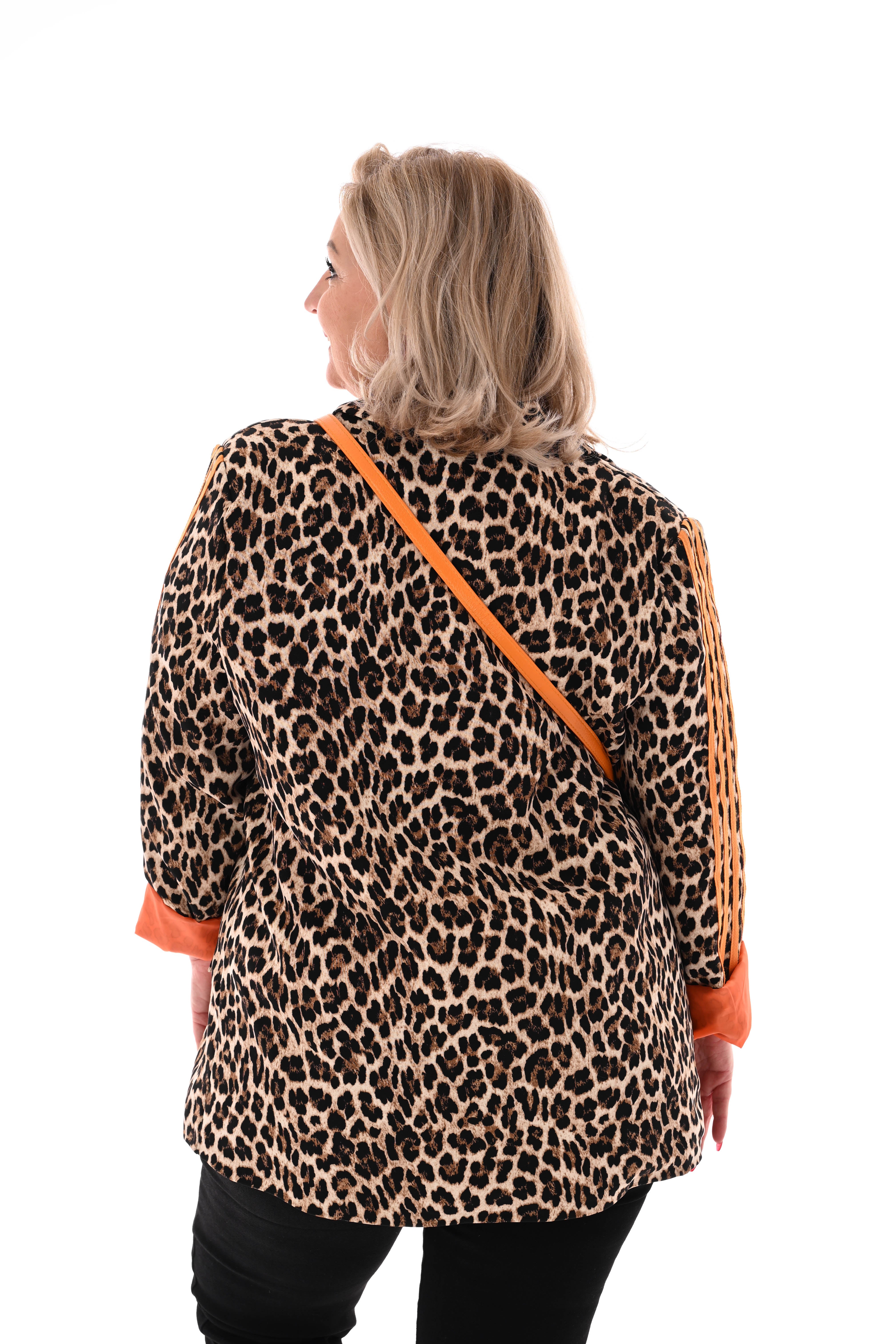 Blazer met bies panterprint oranje