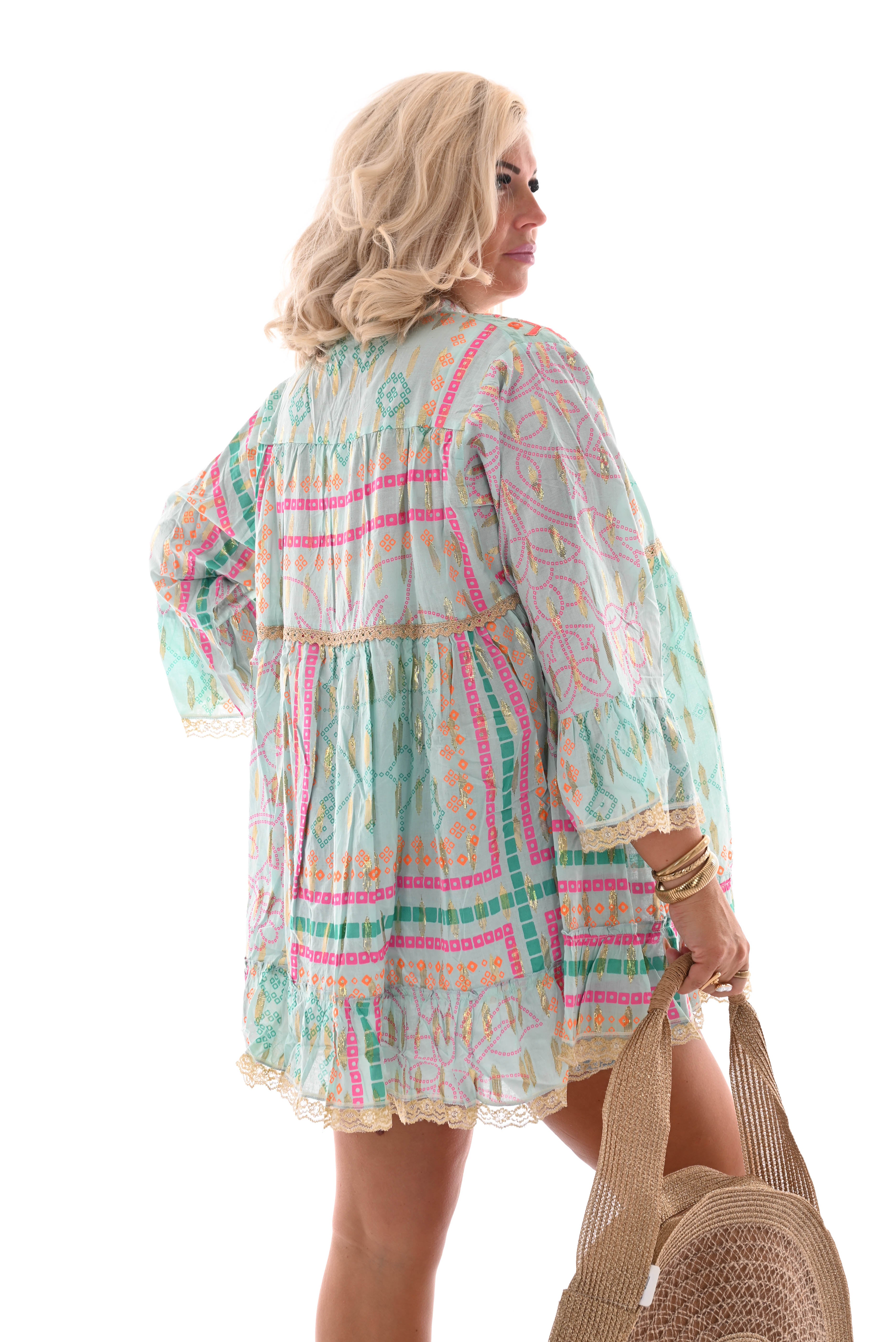 Tuniek aztec tekens lichtblauw