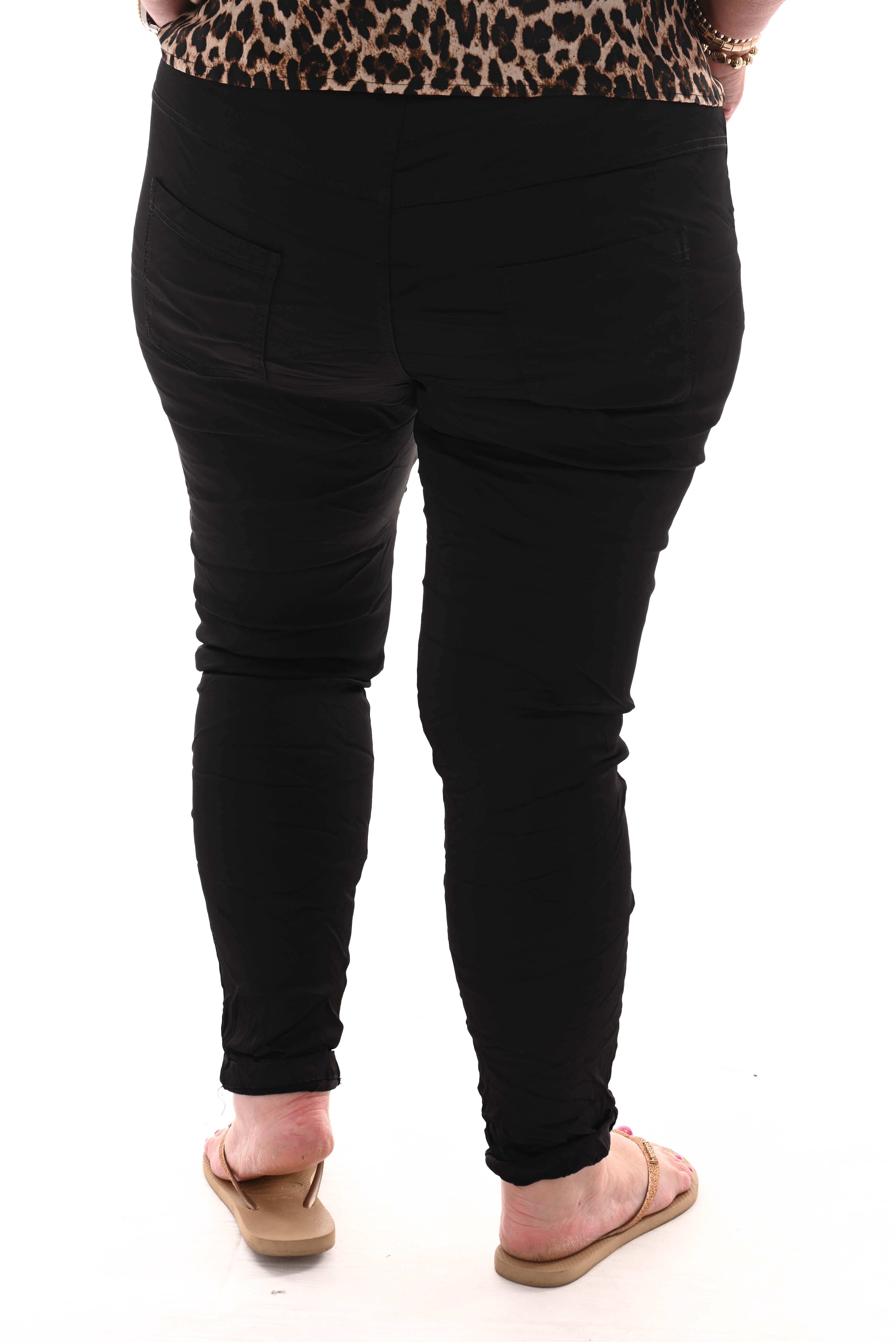 Stretchbroek silky uni zwart