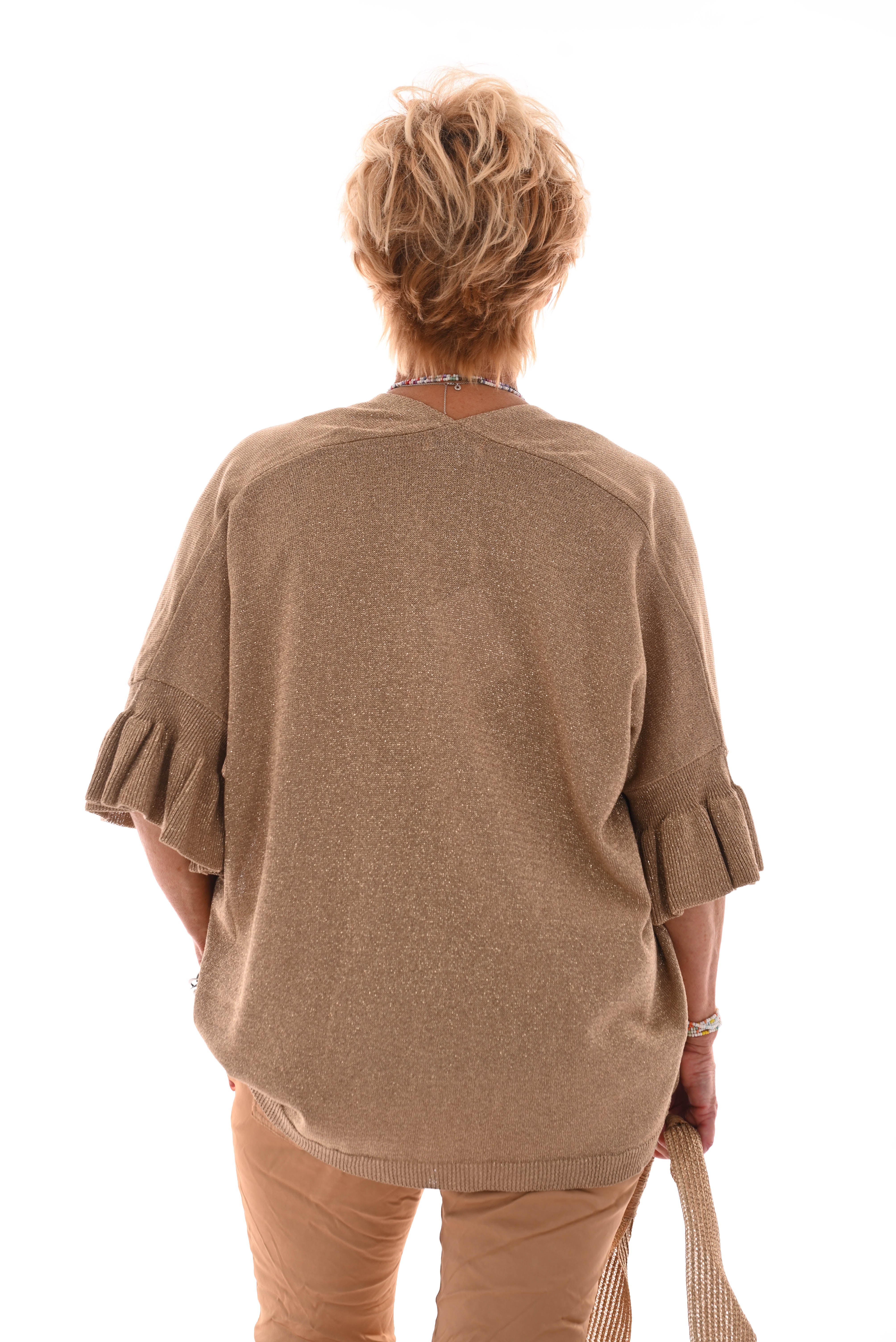 Vest met top set v-hals lurex goud