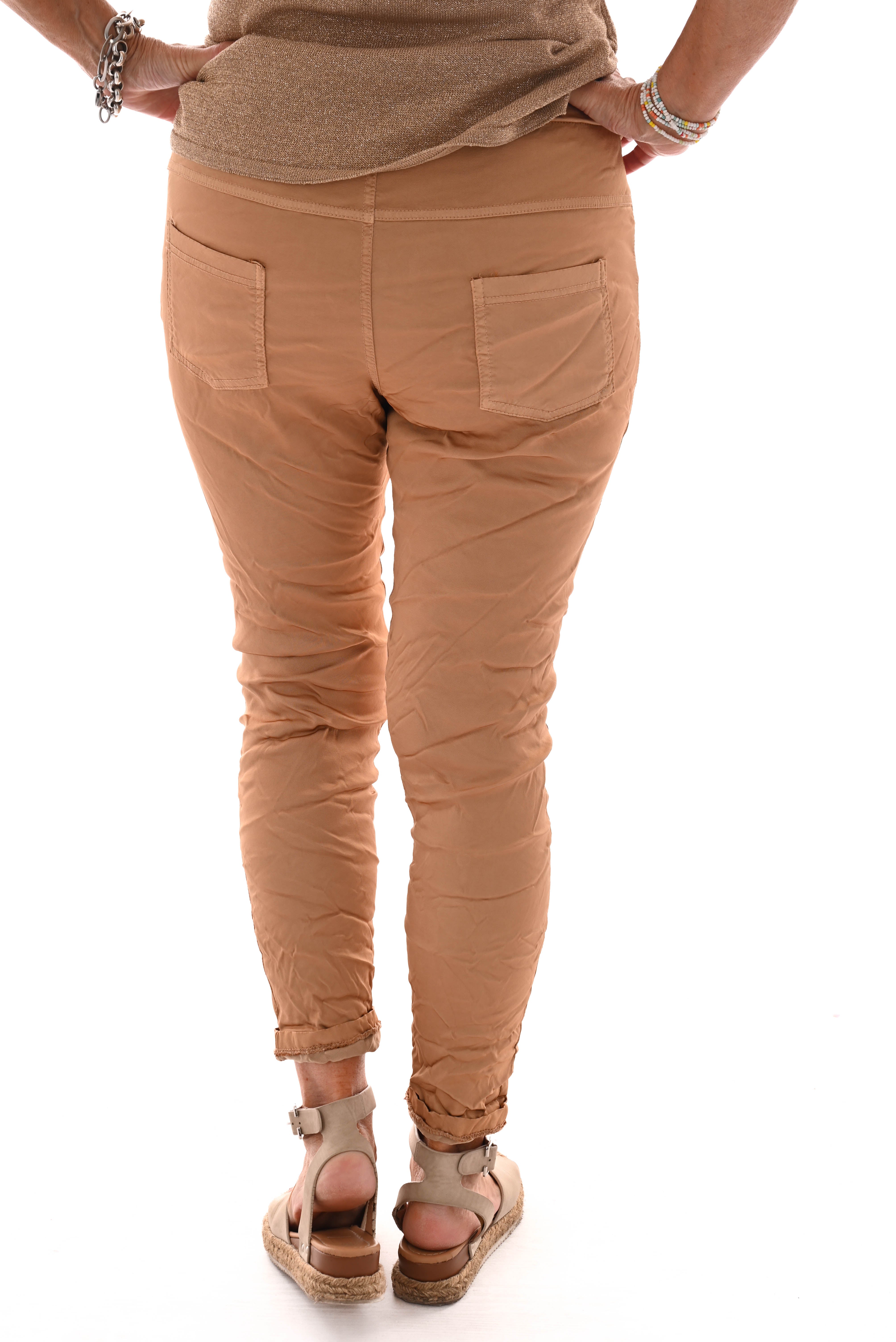Stretchbroek silky uni camel