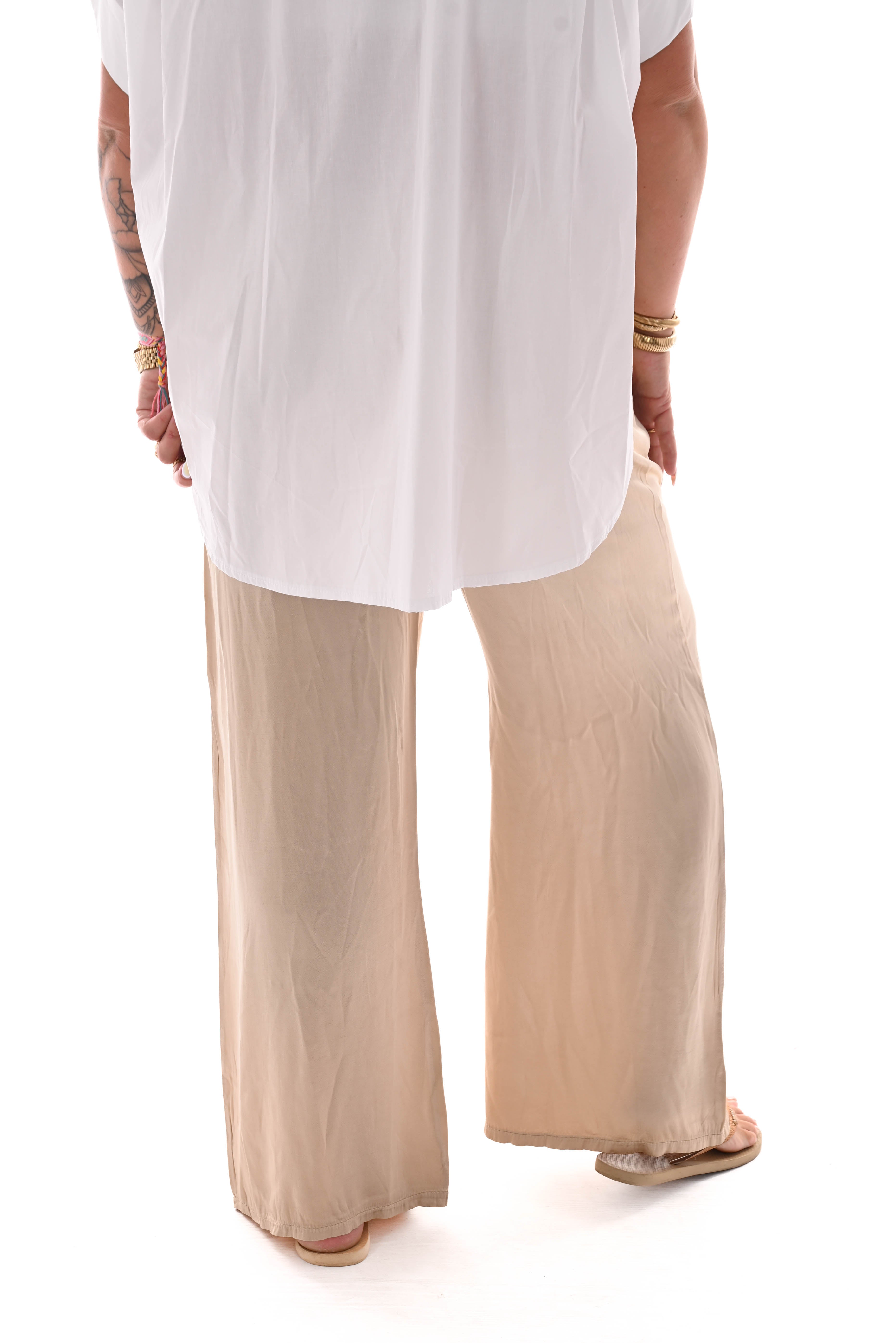 Wijde broek silky goud