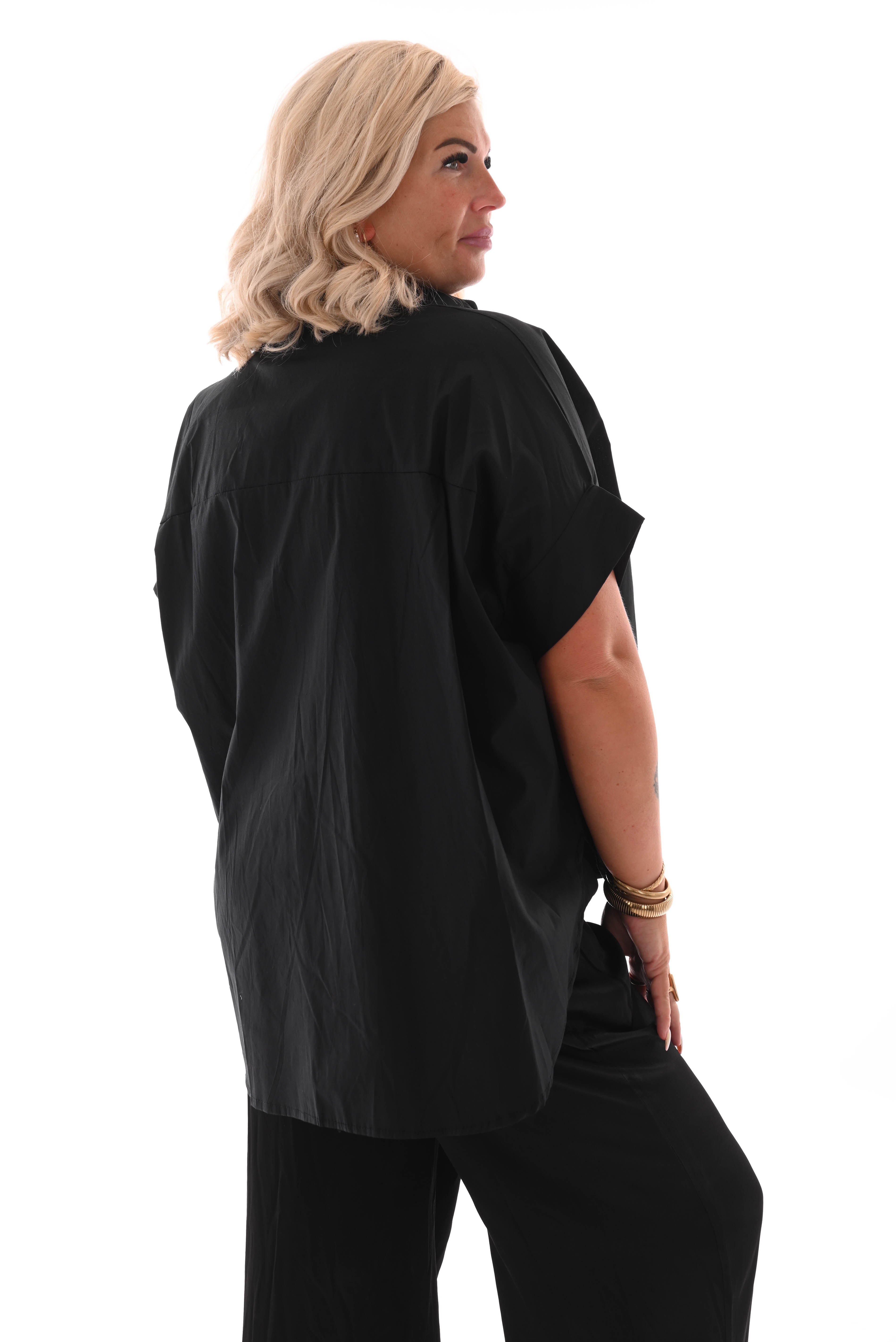 Blouse zeesterren knopen zwart