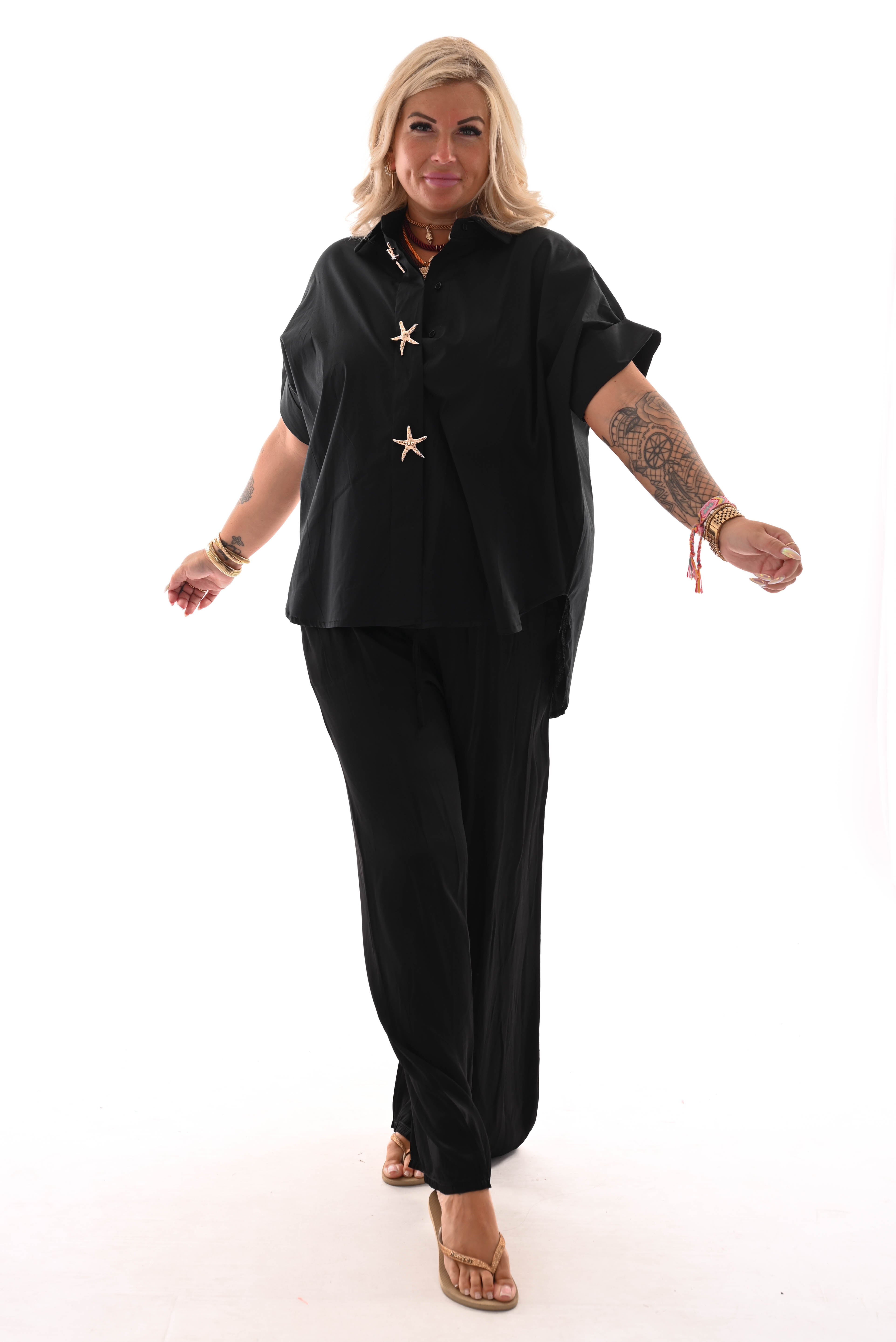 Wijde broek silky zwart