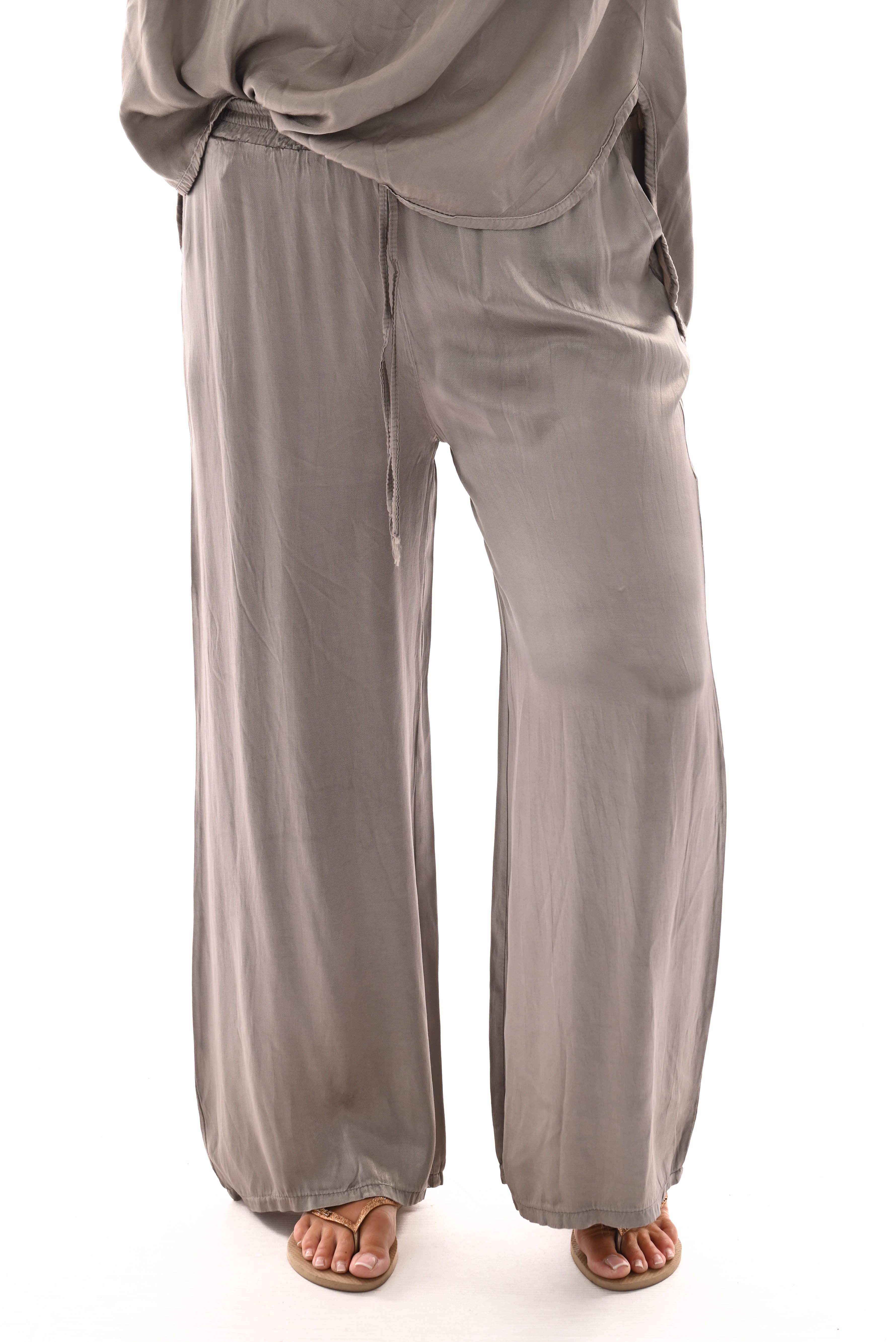 Wijde broek silky taupe