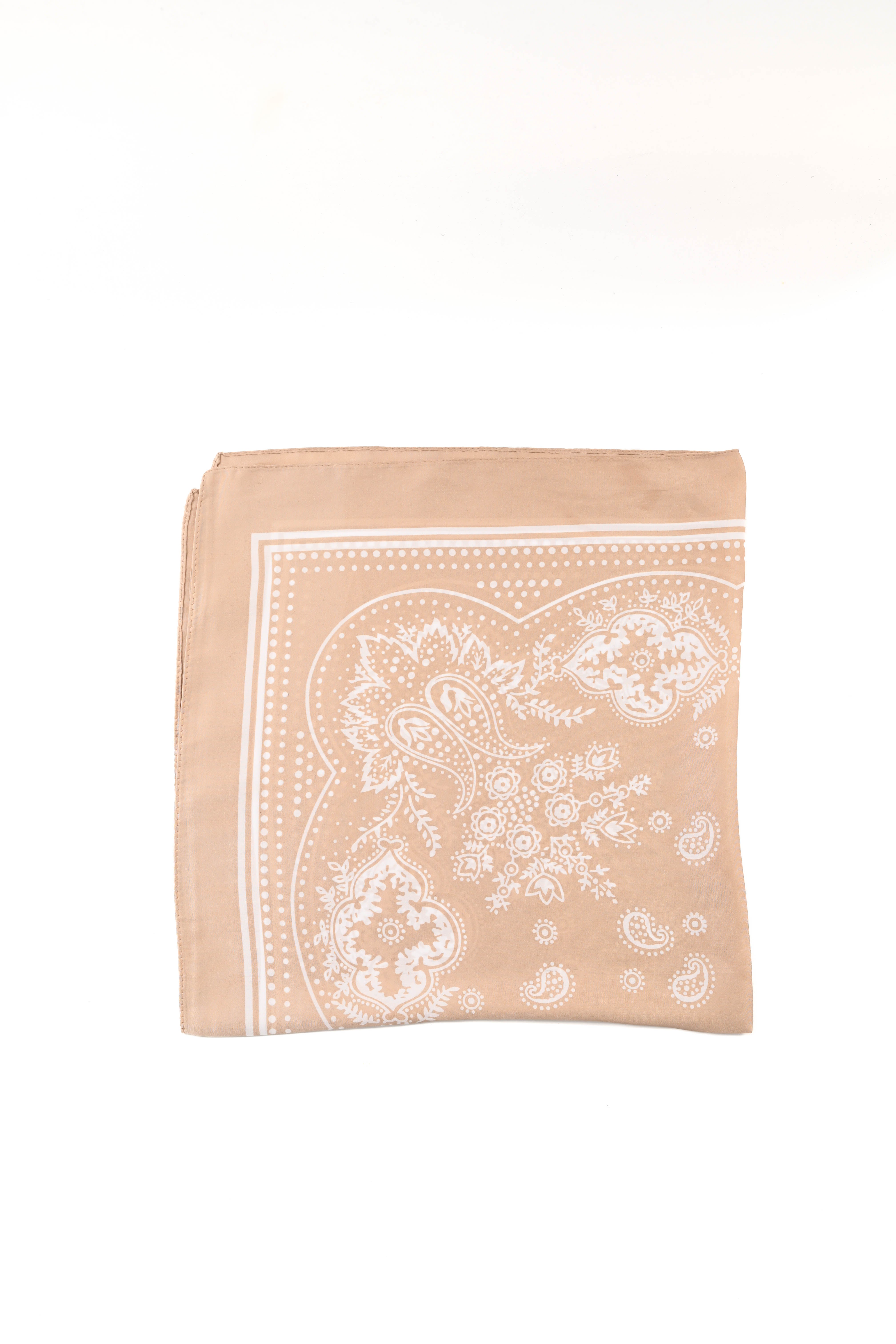 Kort sjaaltje paisley lichtbruin