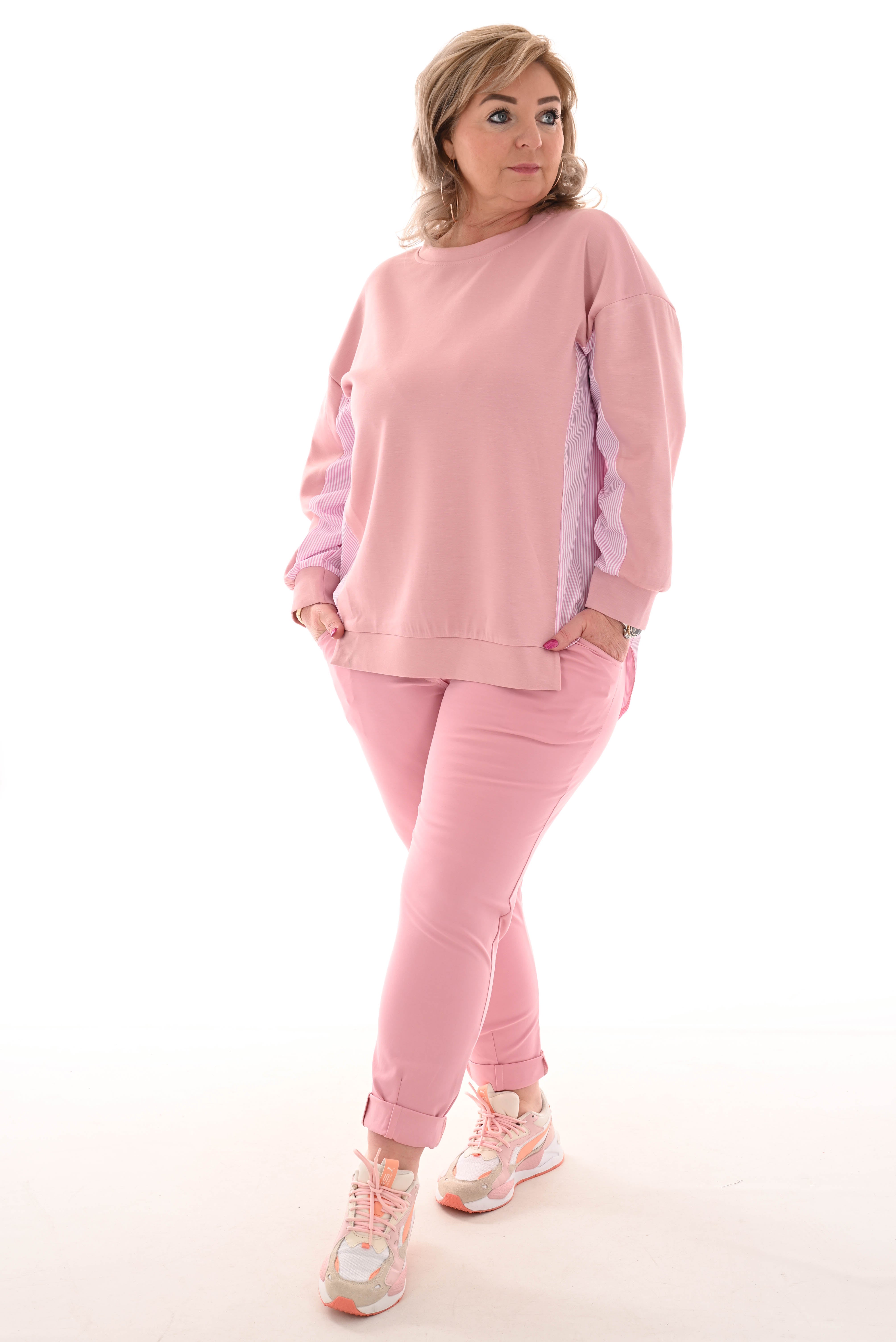 Striped sweater oud roze
