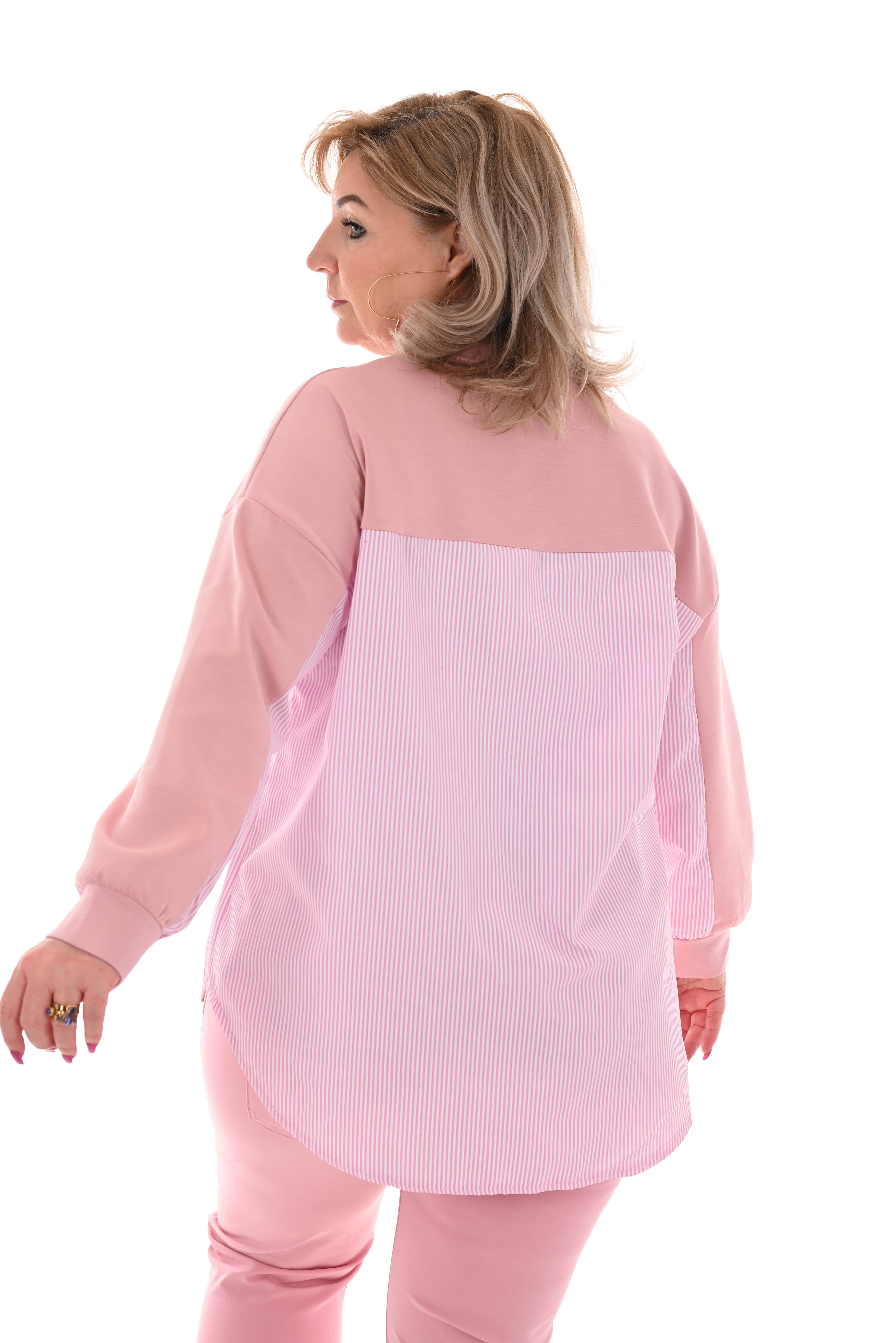 Striped sweater oud roze