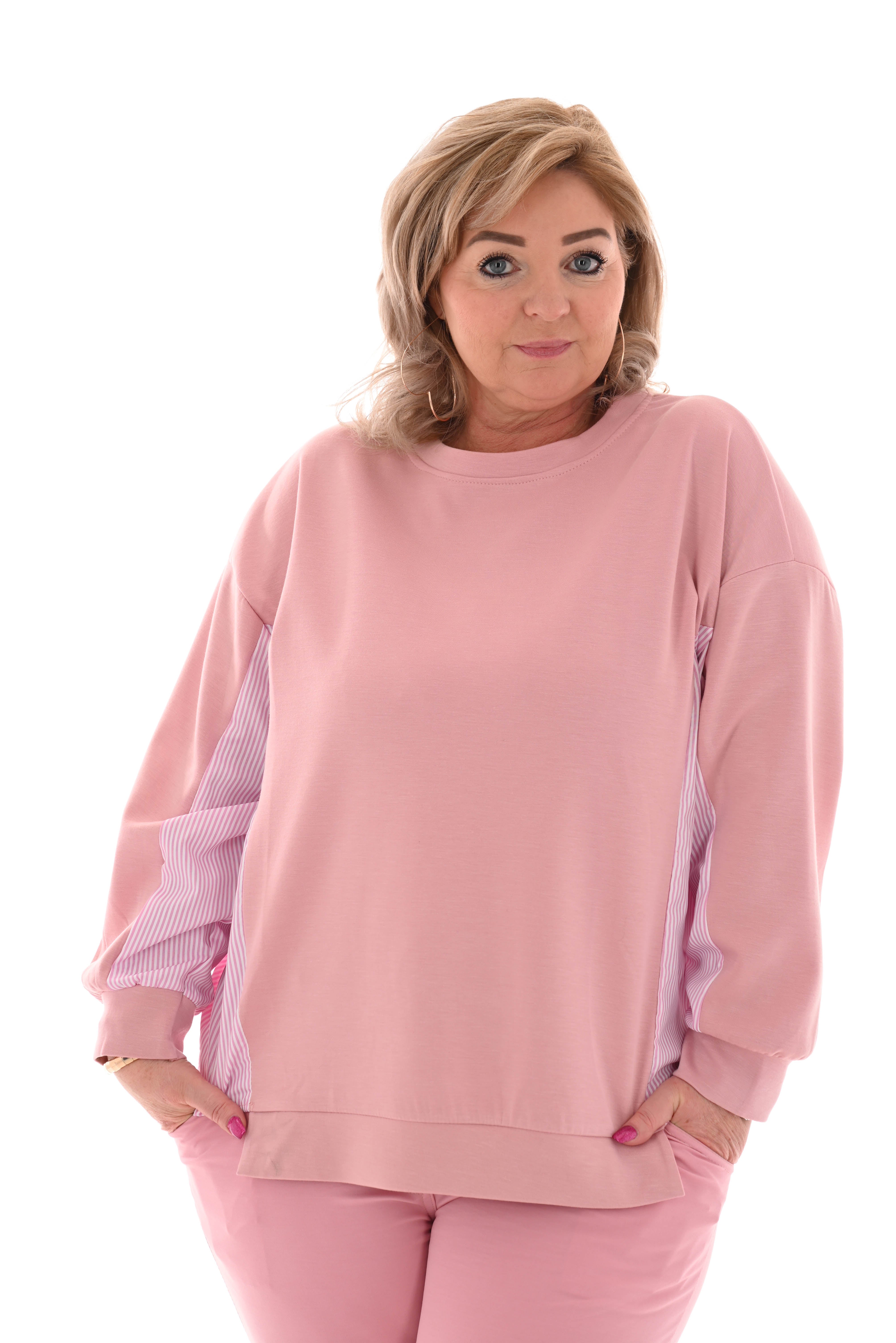 Striped sweater oud roze