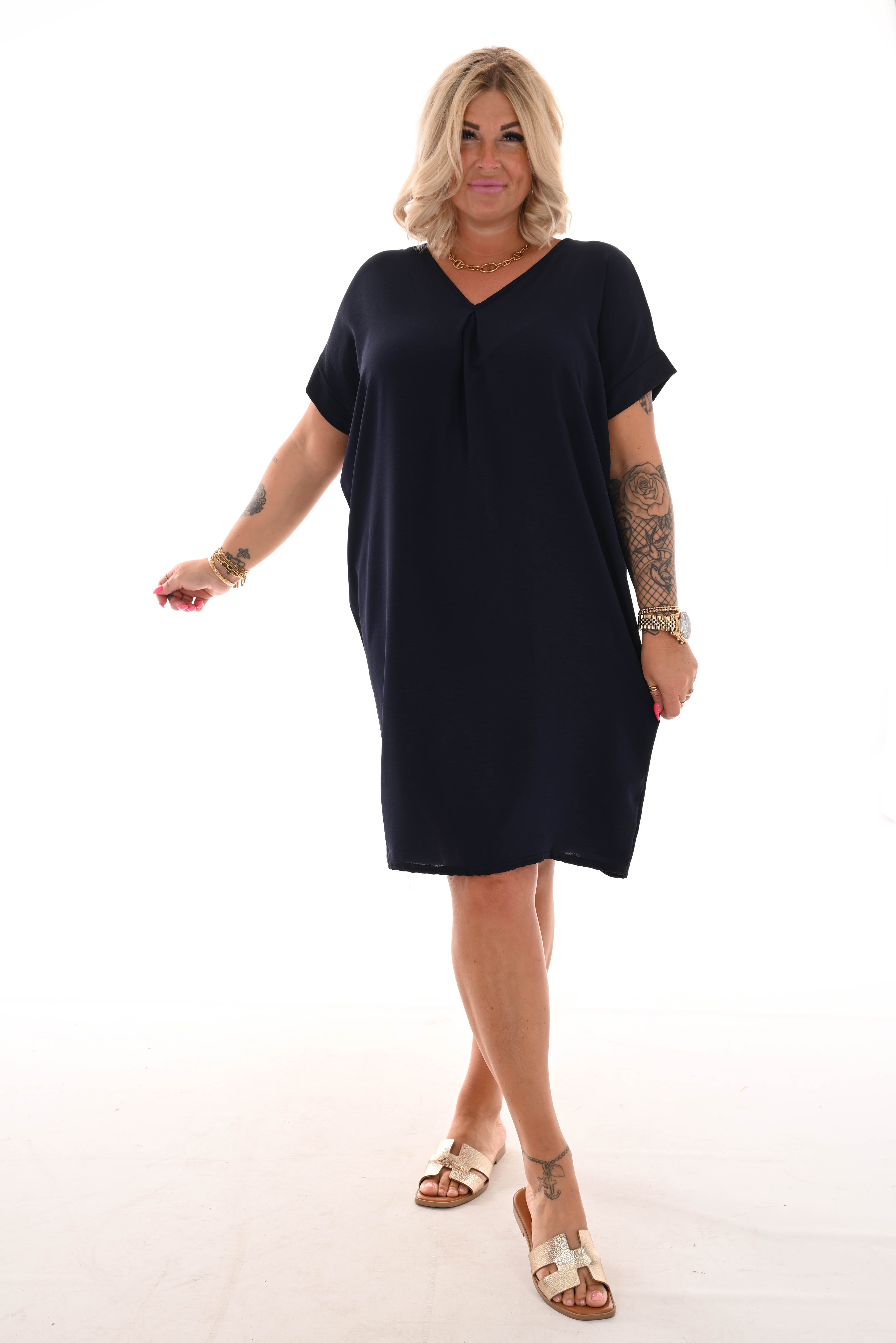 Tuniek v-rug uni marineblauw