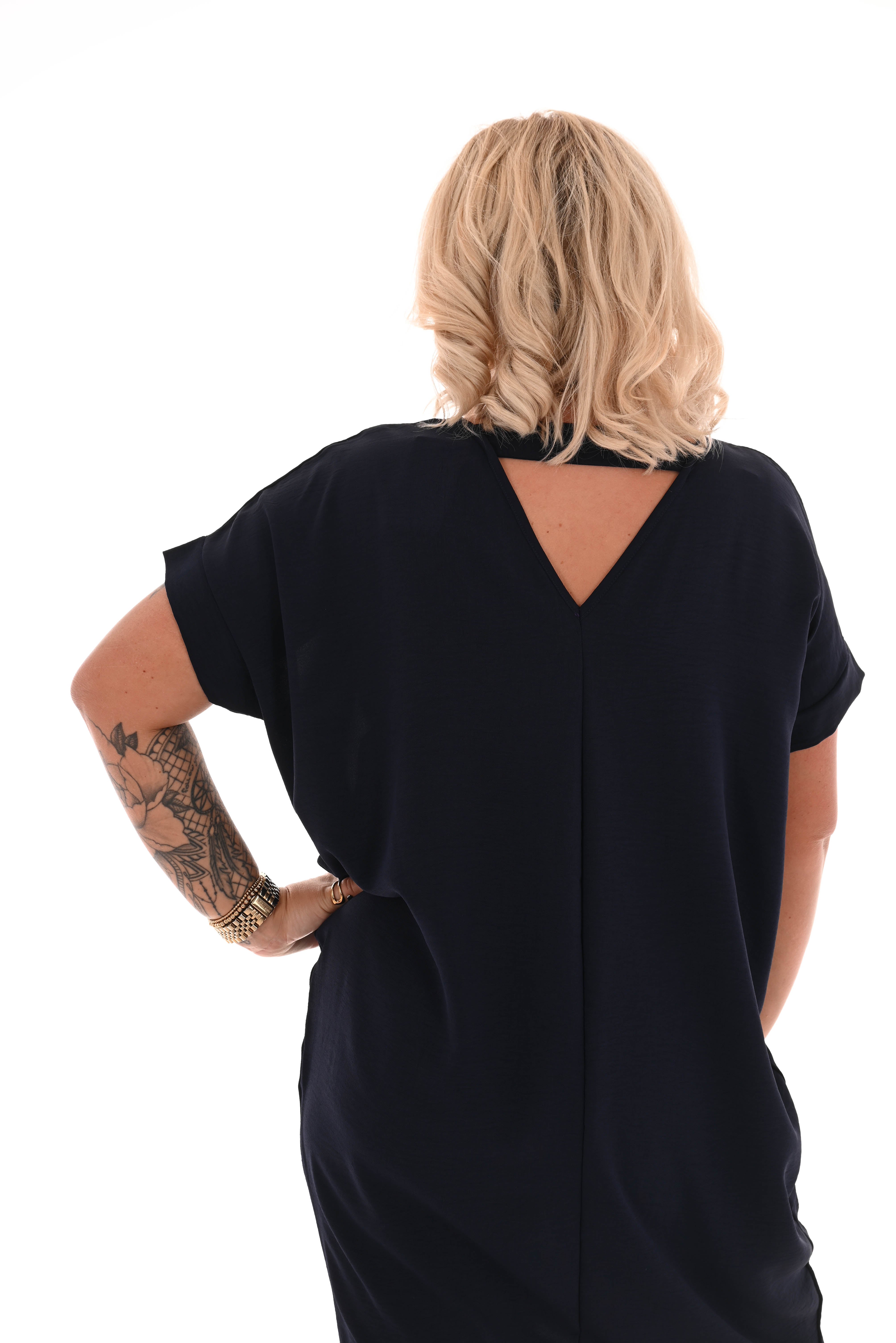 Tuniek v-rug uni marineblauw
