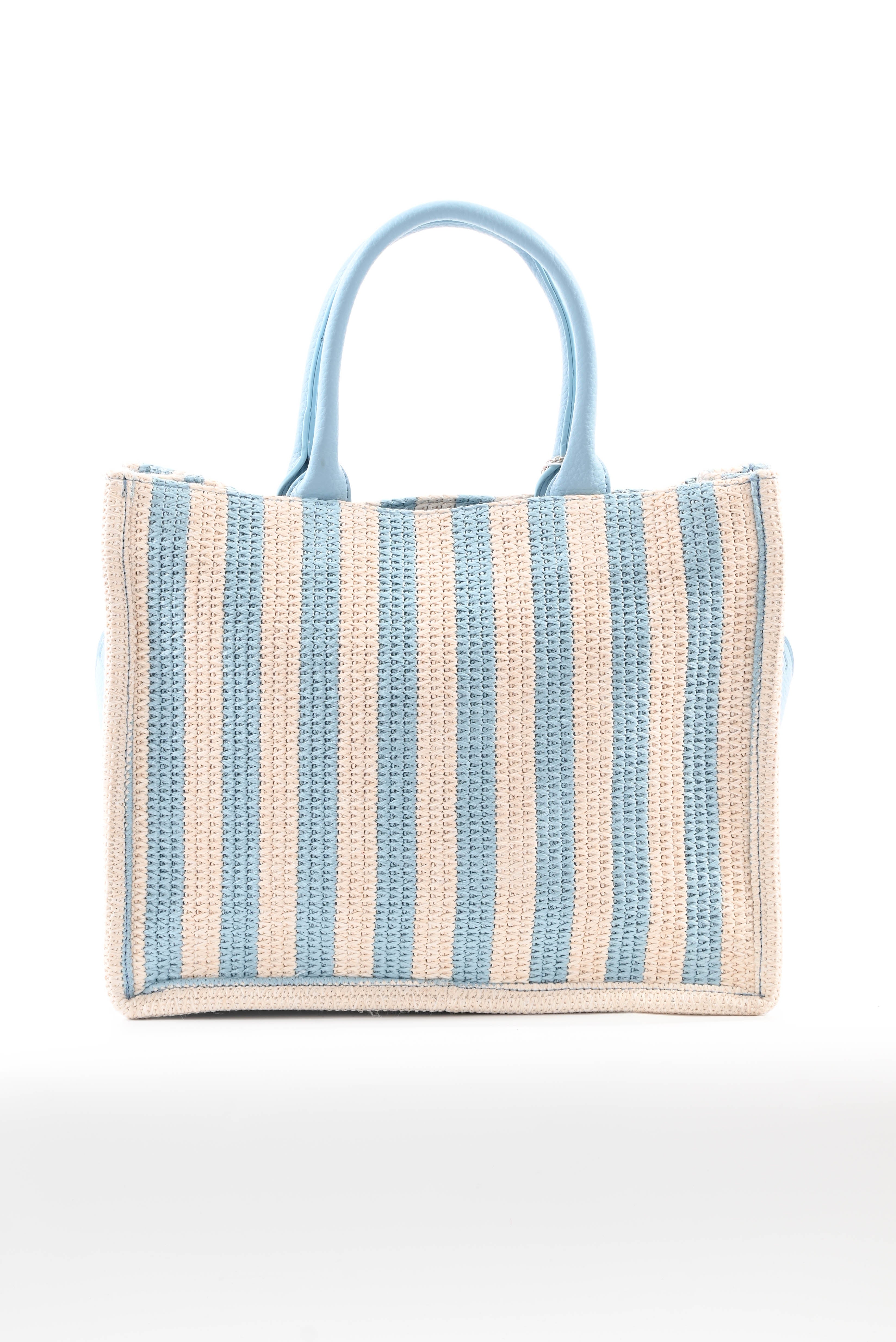 Gestreepte tas creme/blauw