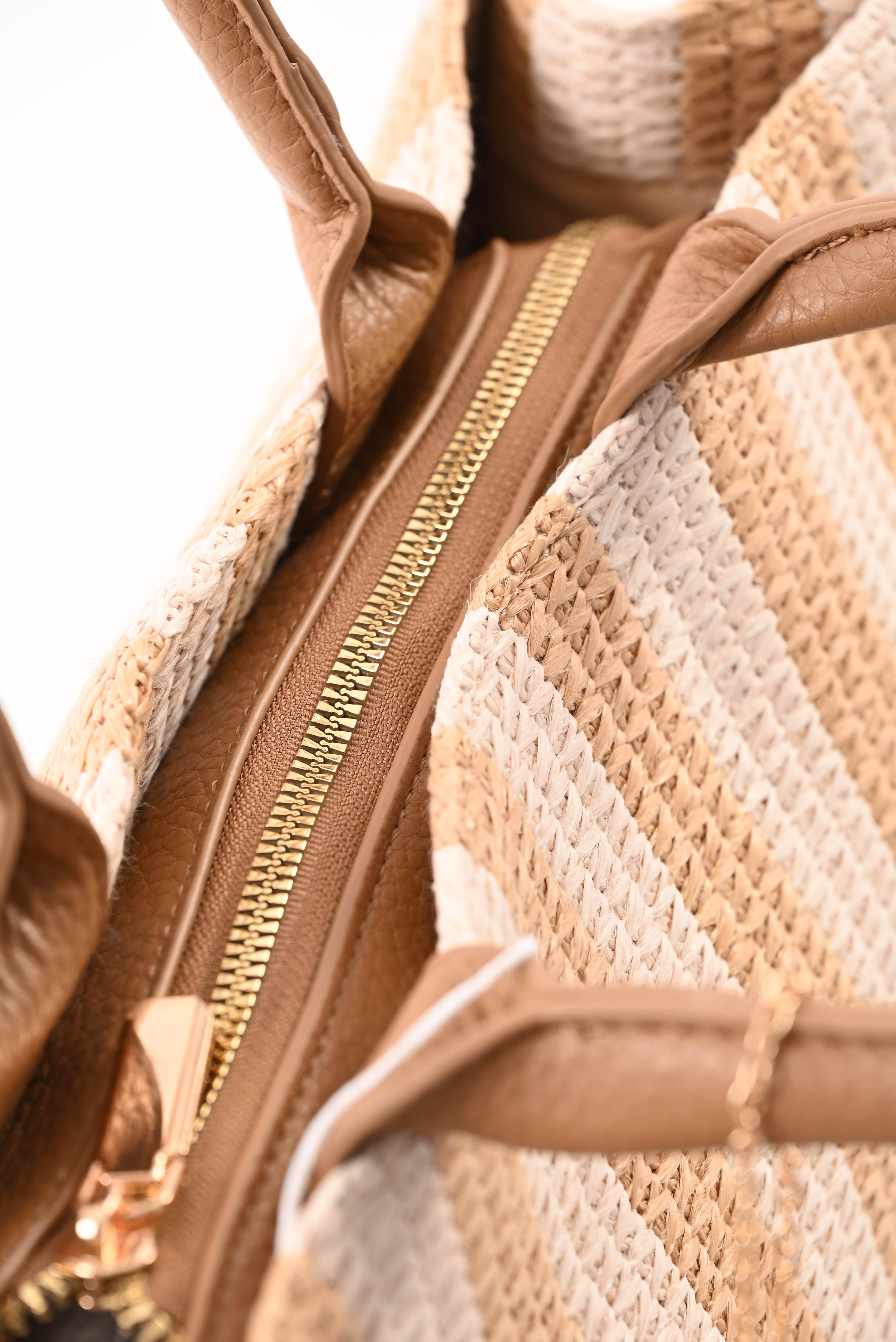 Gestreepte tas creme/beige
