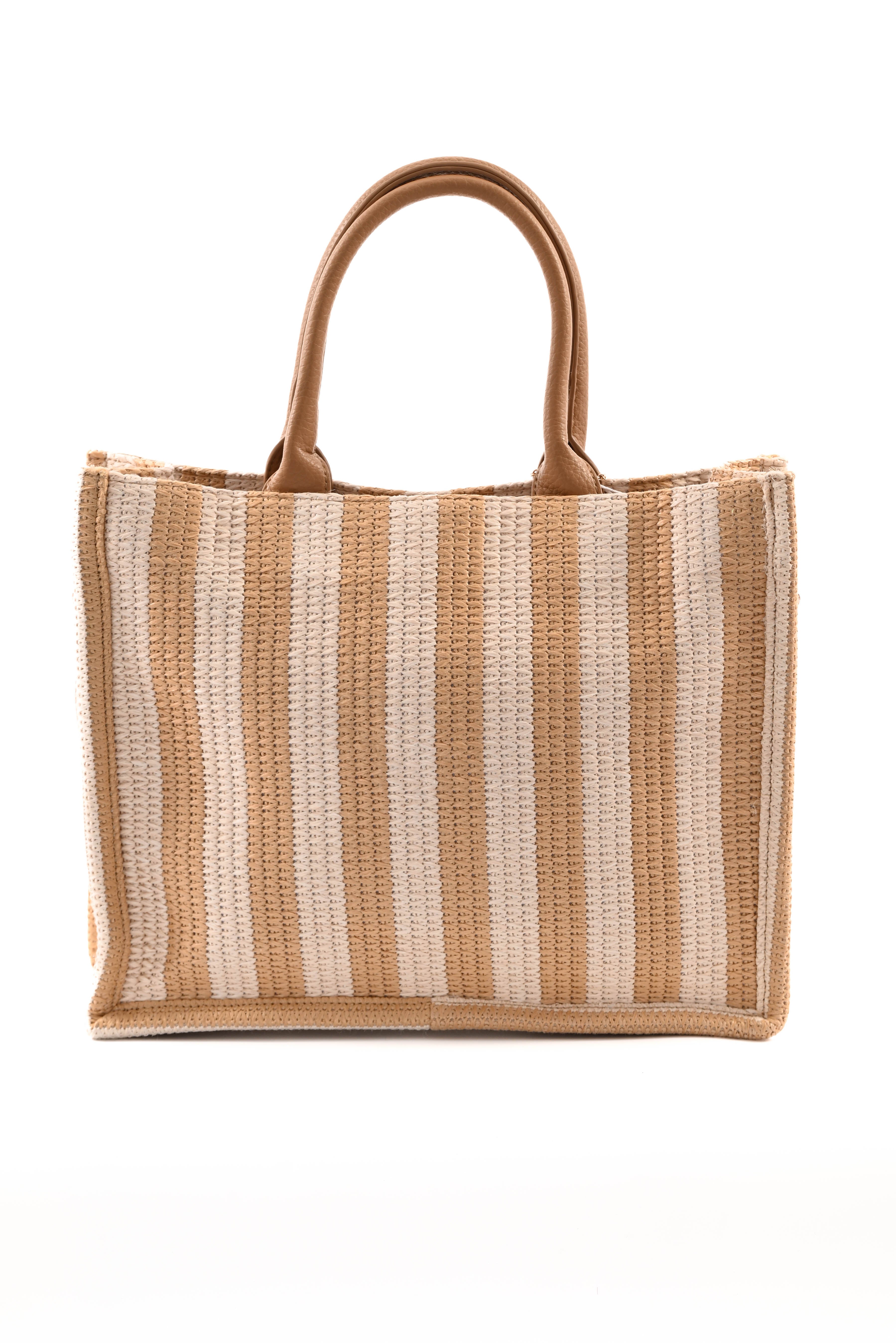 Gestreepte tas creme/beige