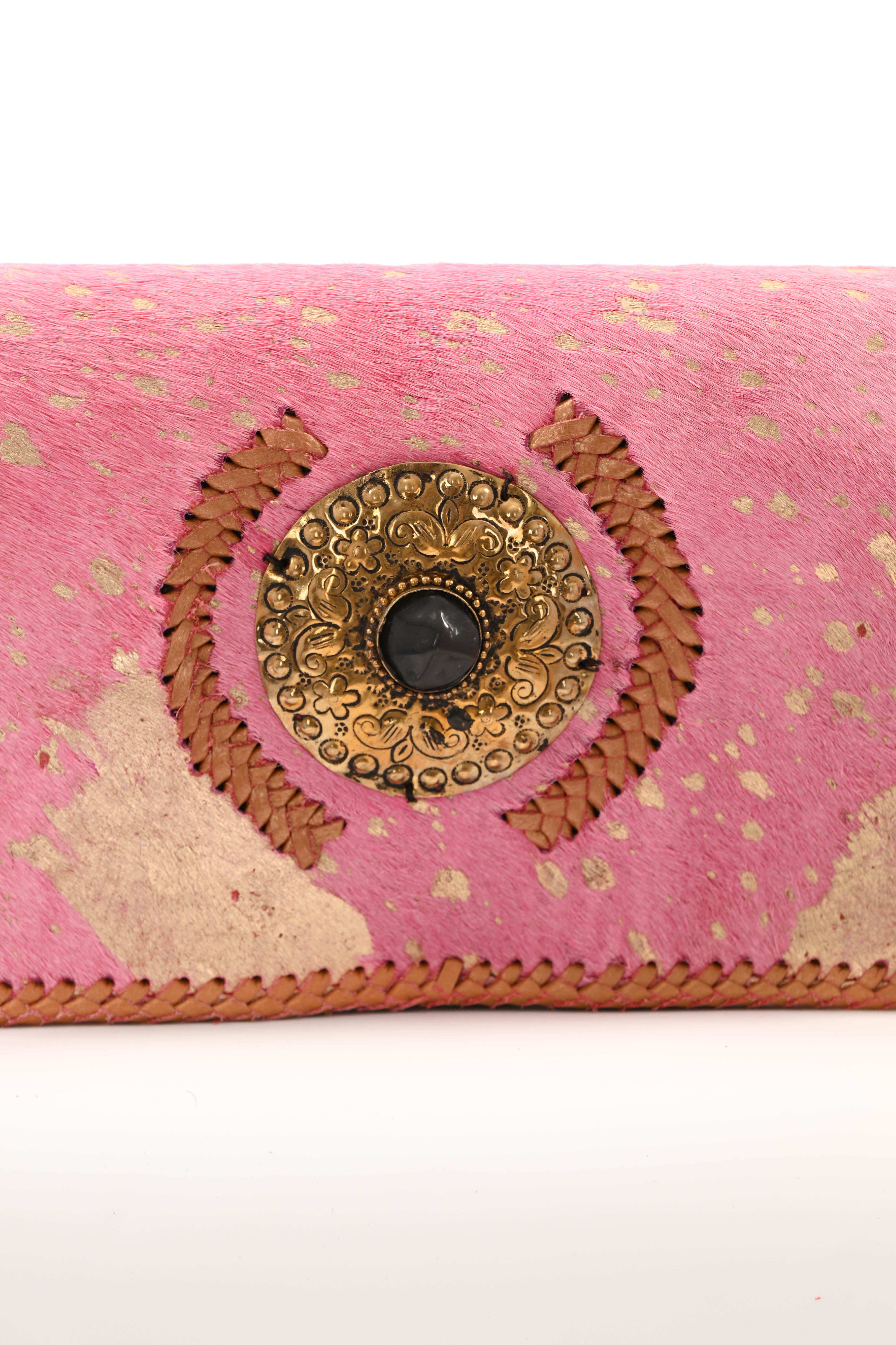 Ibiza stijl tas met vacht roze