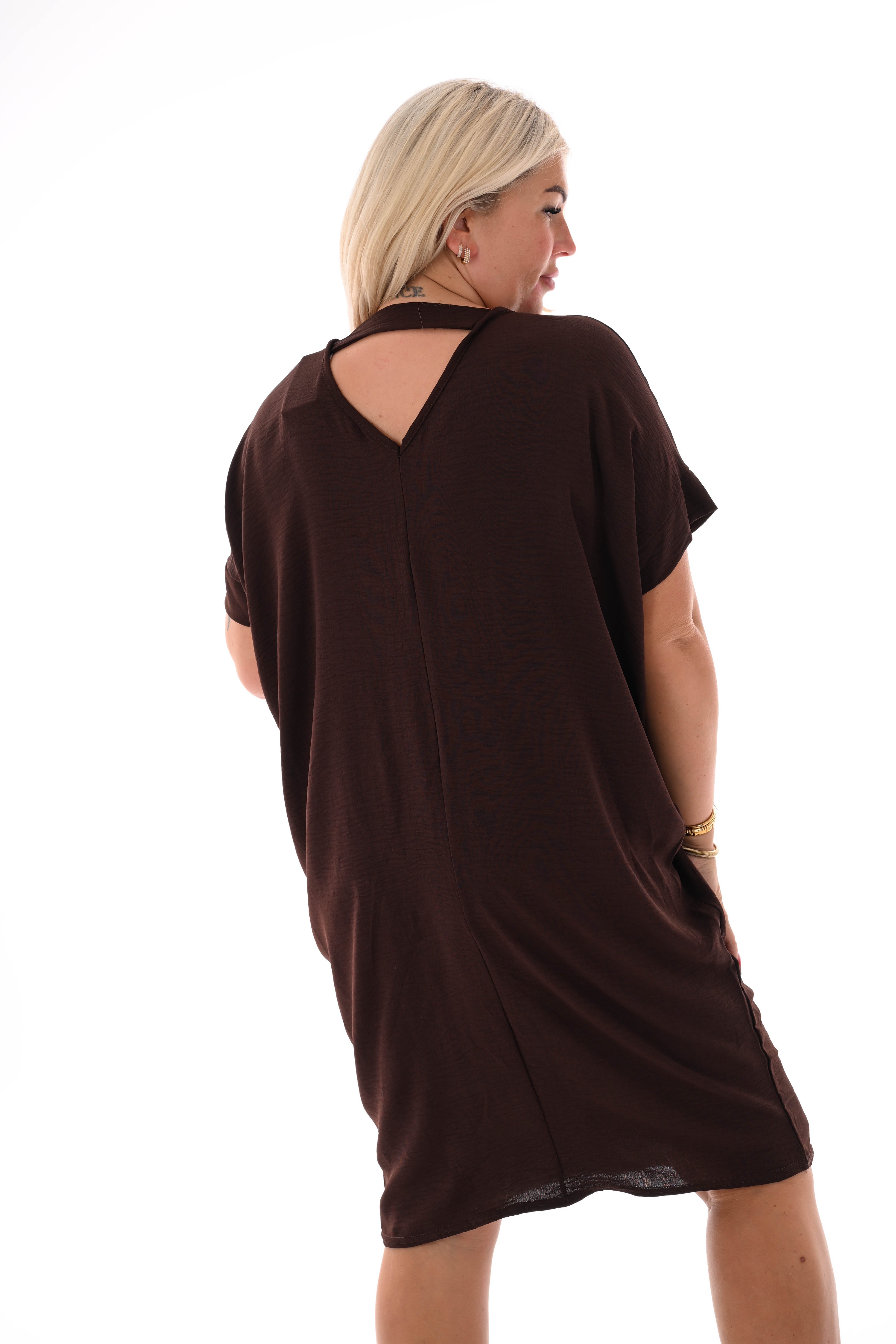 Tuniek v-rug uni donkerbruin