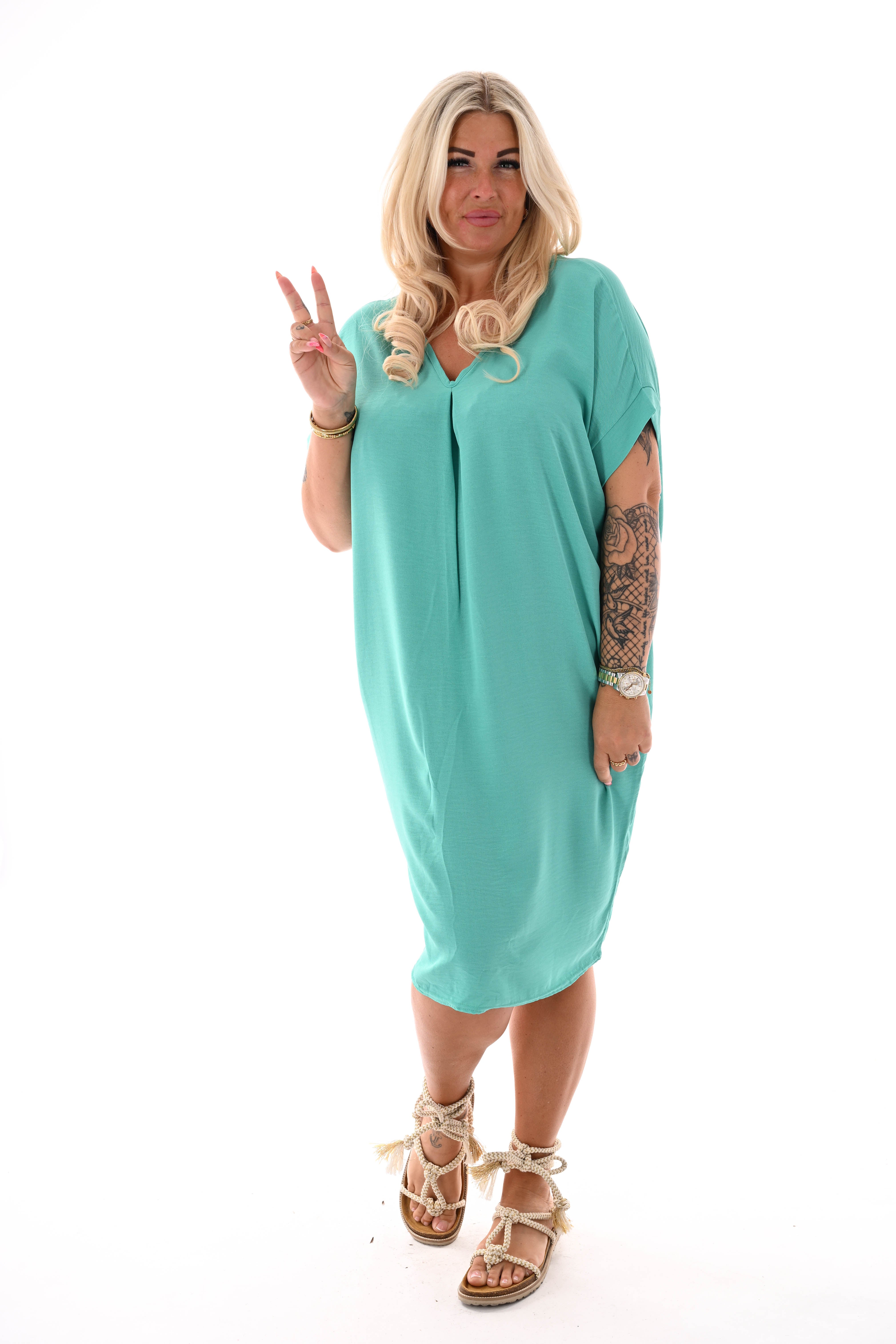 Tuniek v-rug uni turquoise