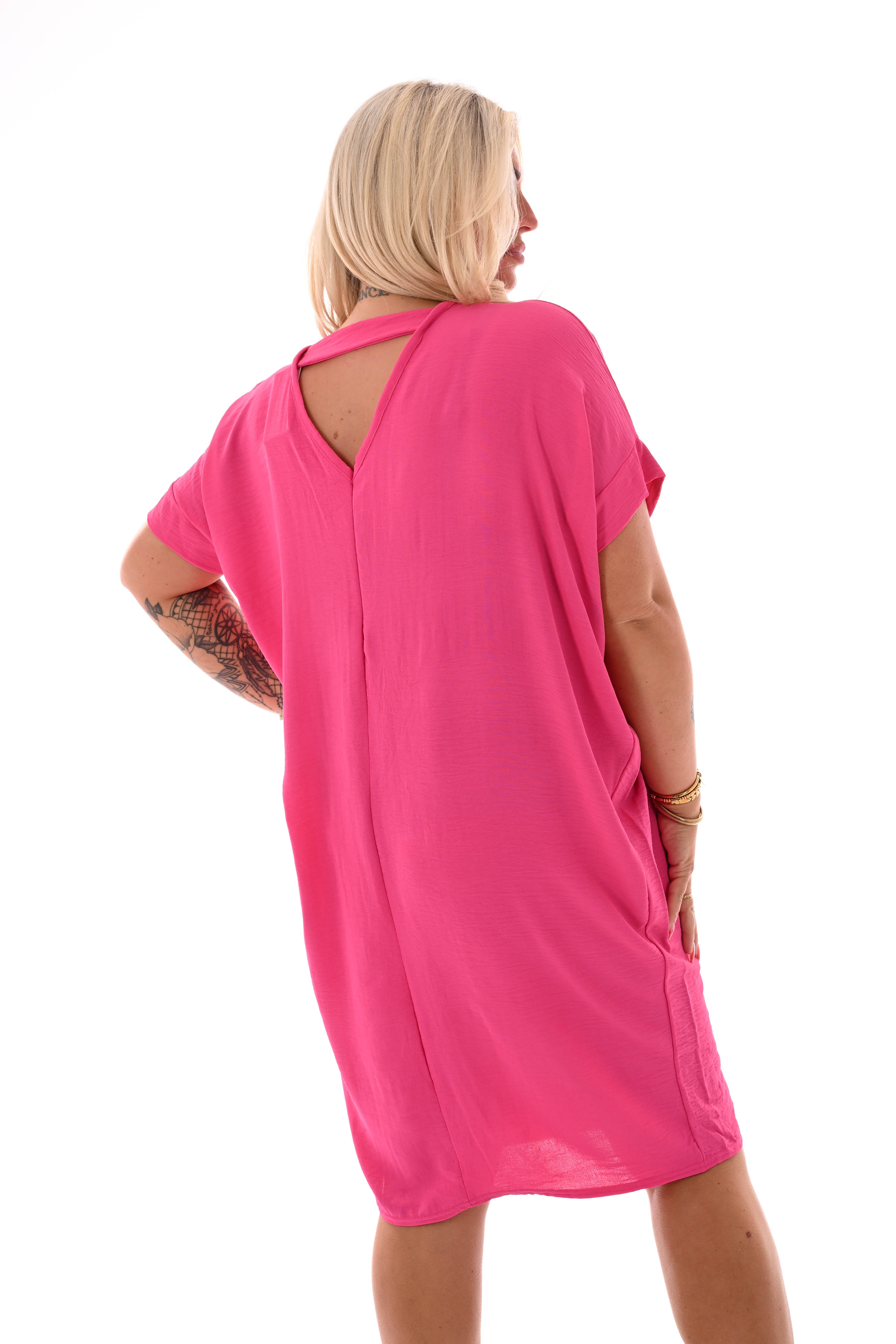 Tuniek v-rug uni fuchsia