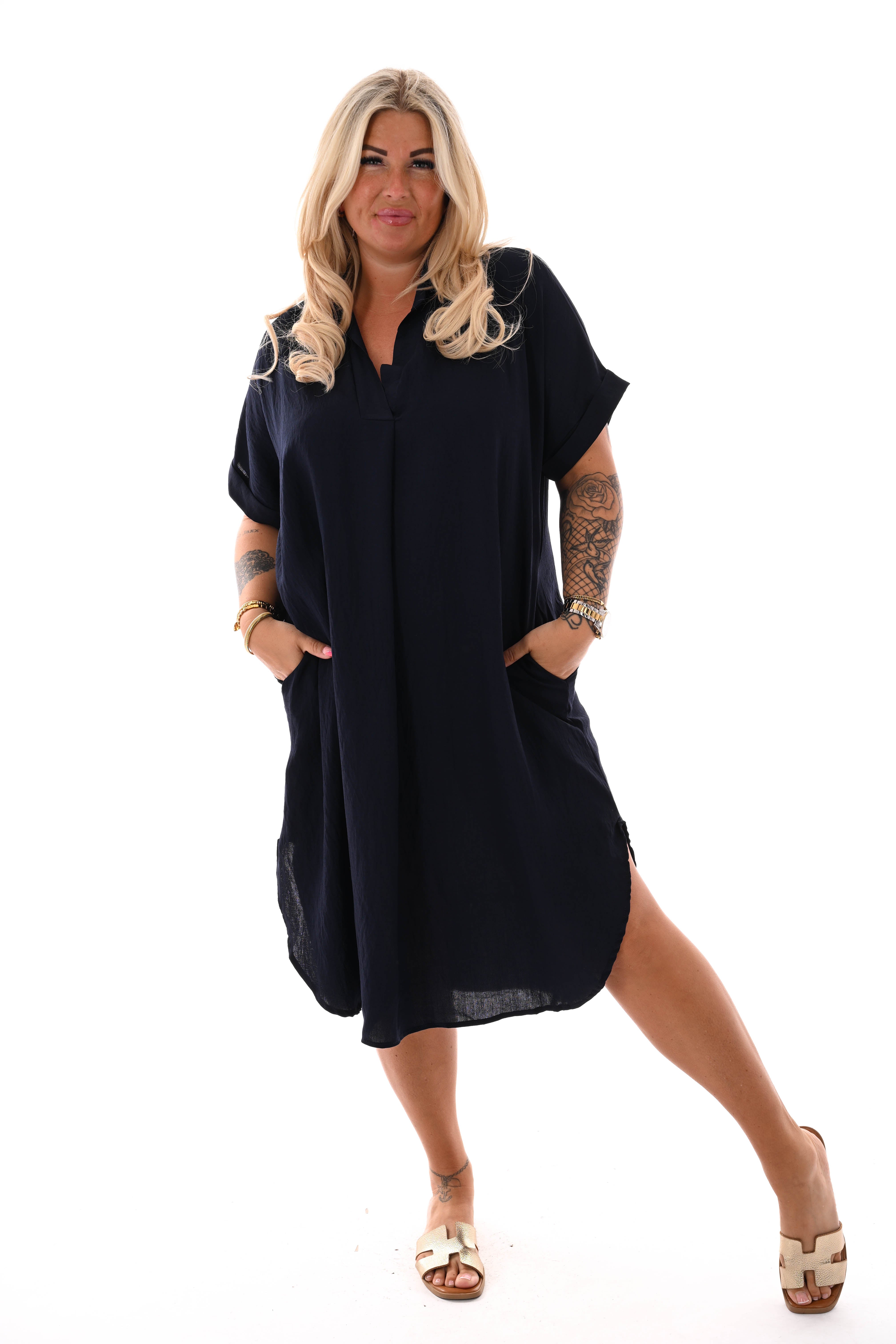 Jurk korte mouwen marineblauw