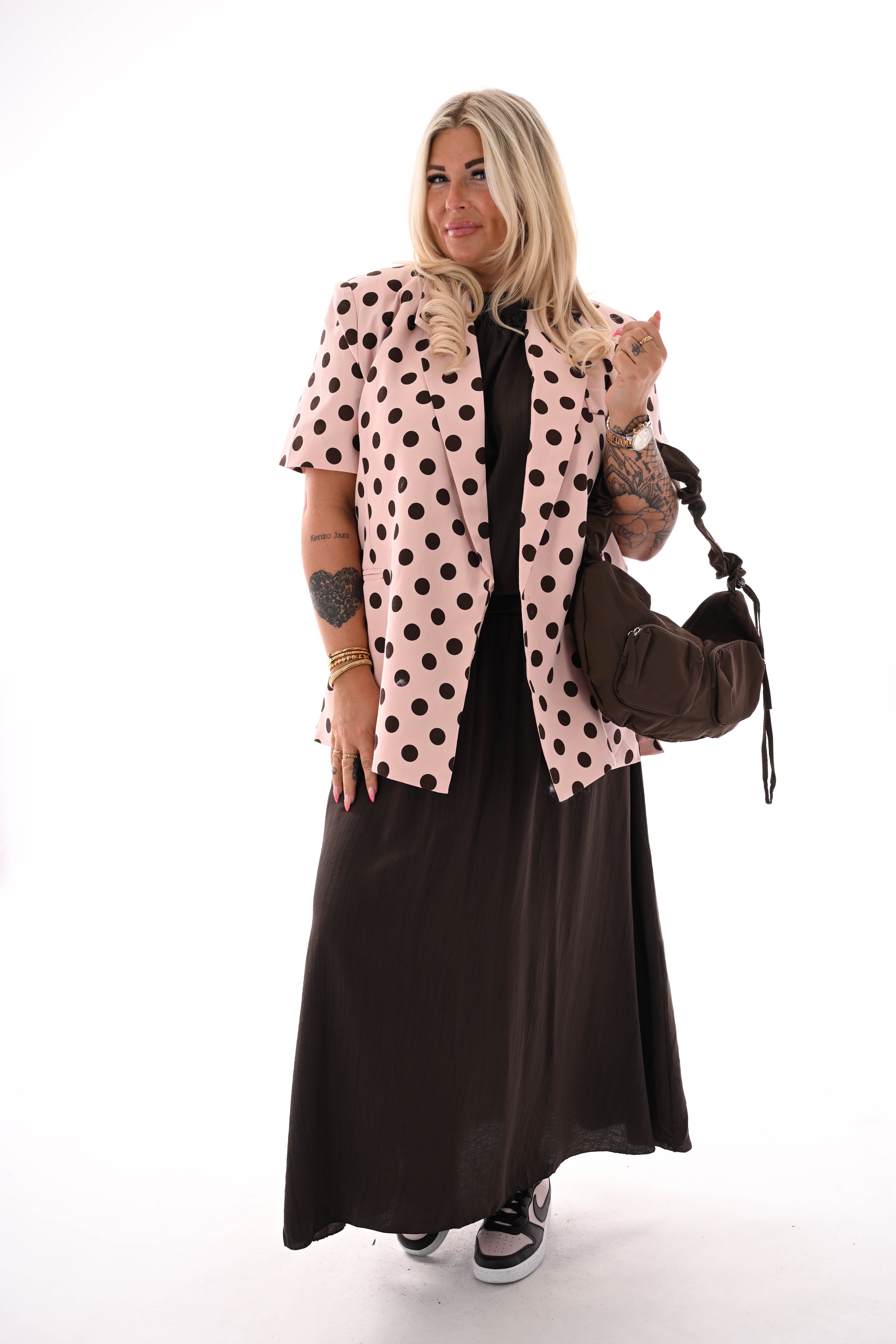 Tweedelig set rok mouwloze top uni donkerbruin