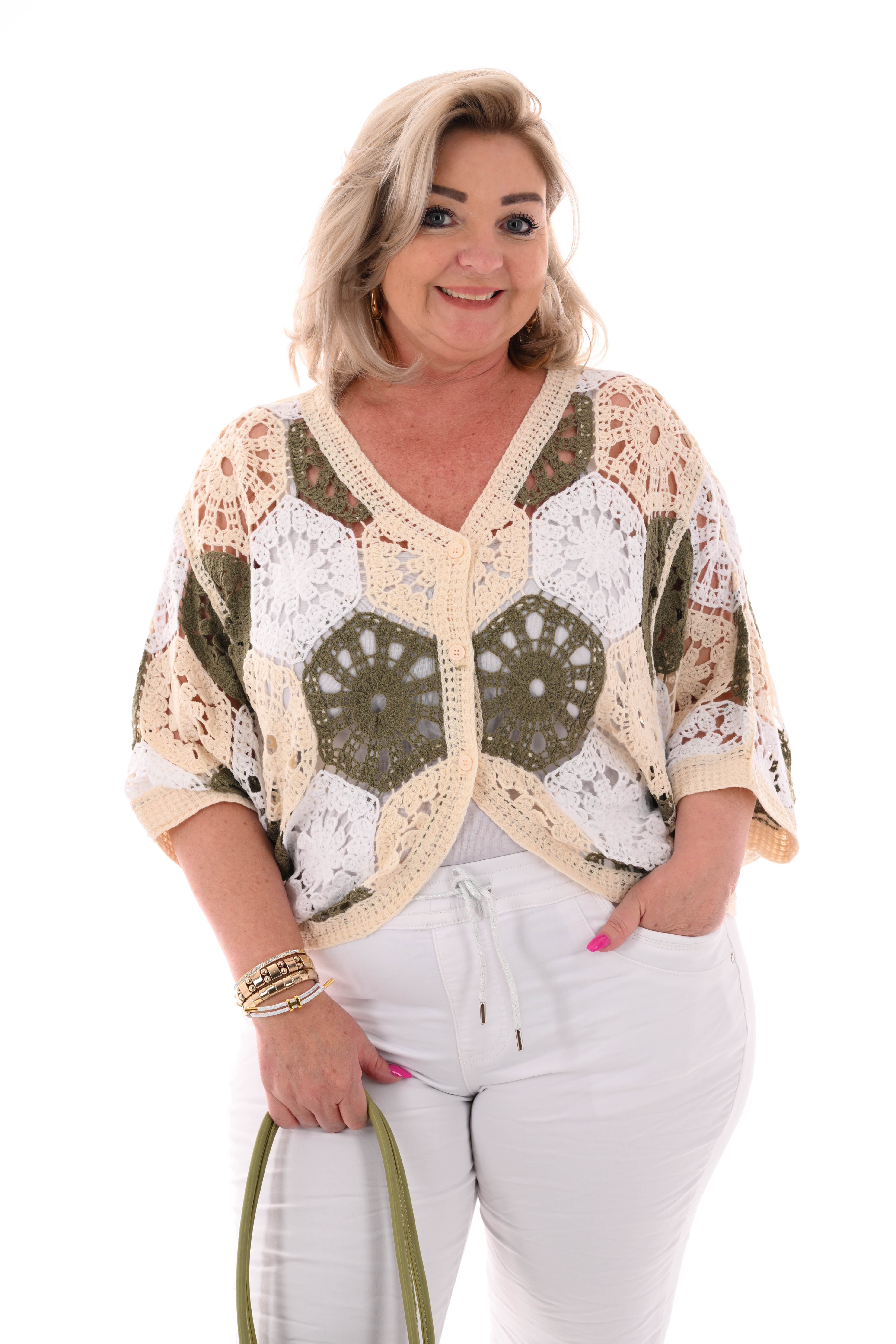 Boho hexagon vestje legergroen