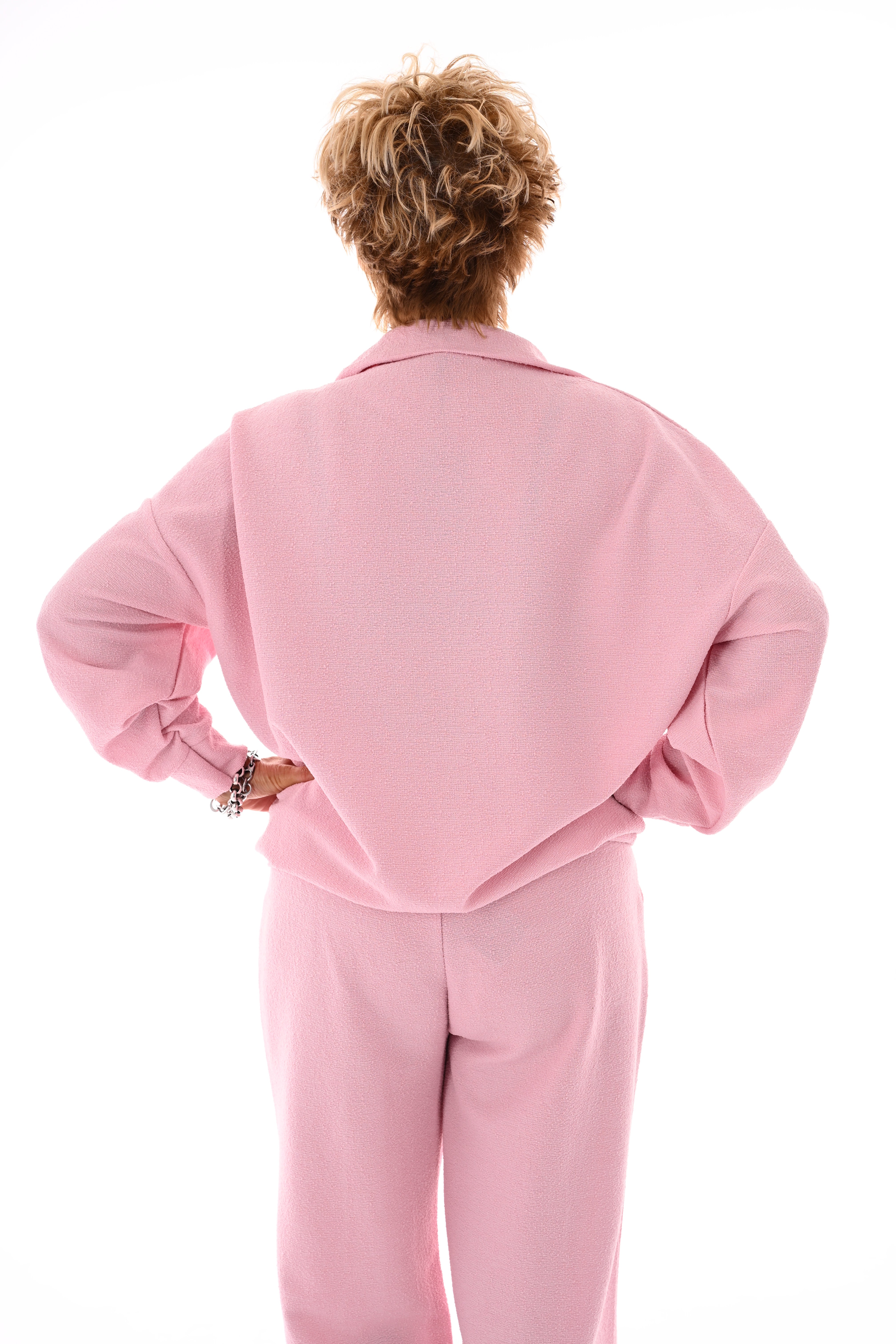 Tweedelig pak New York met rits lichtroze