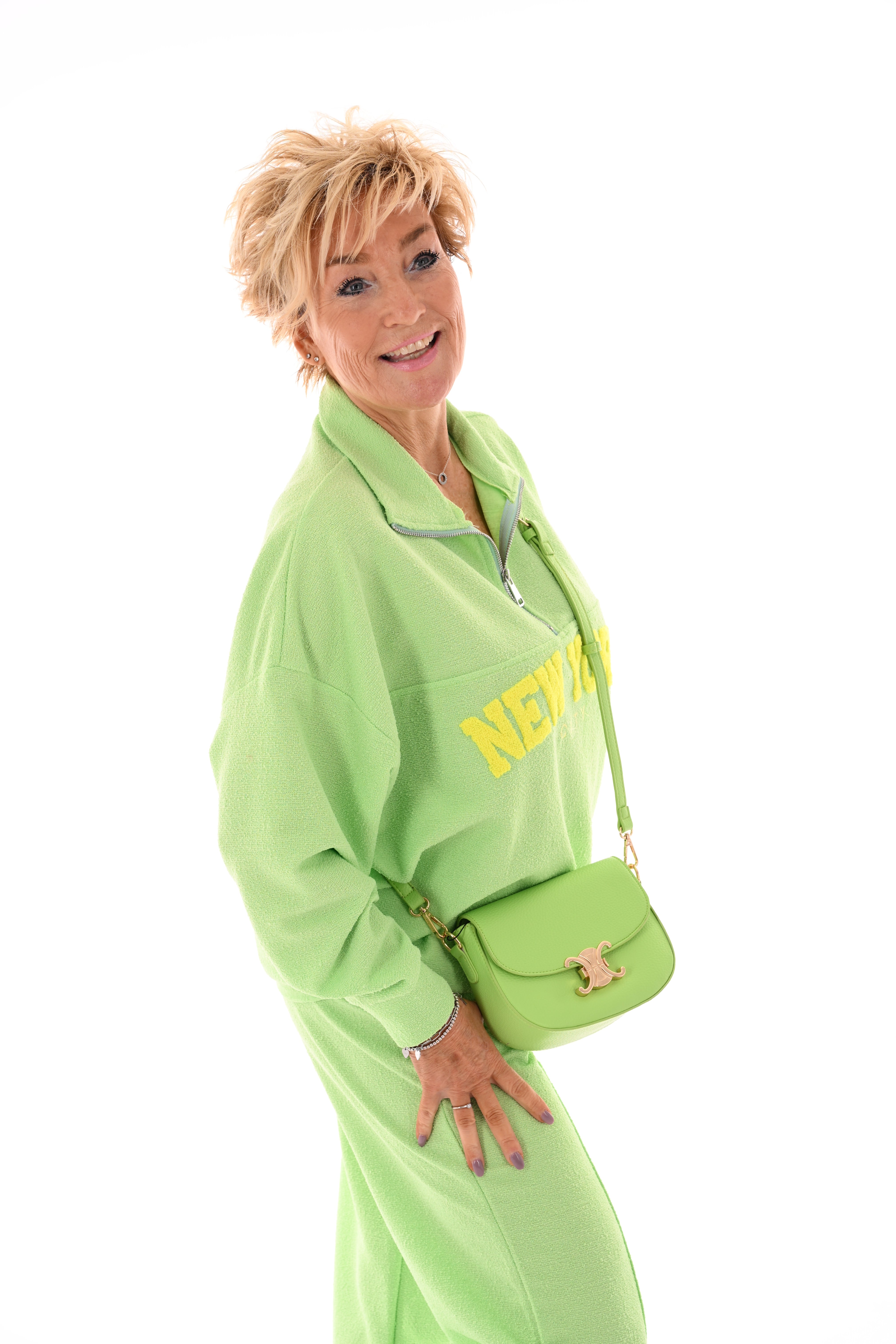 Tweedelig pak New York met rits lichtgroen