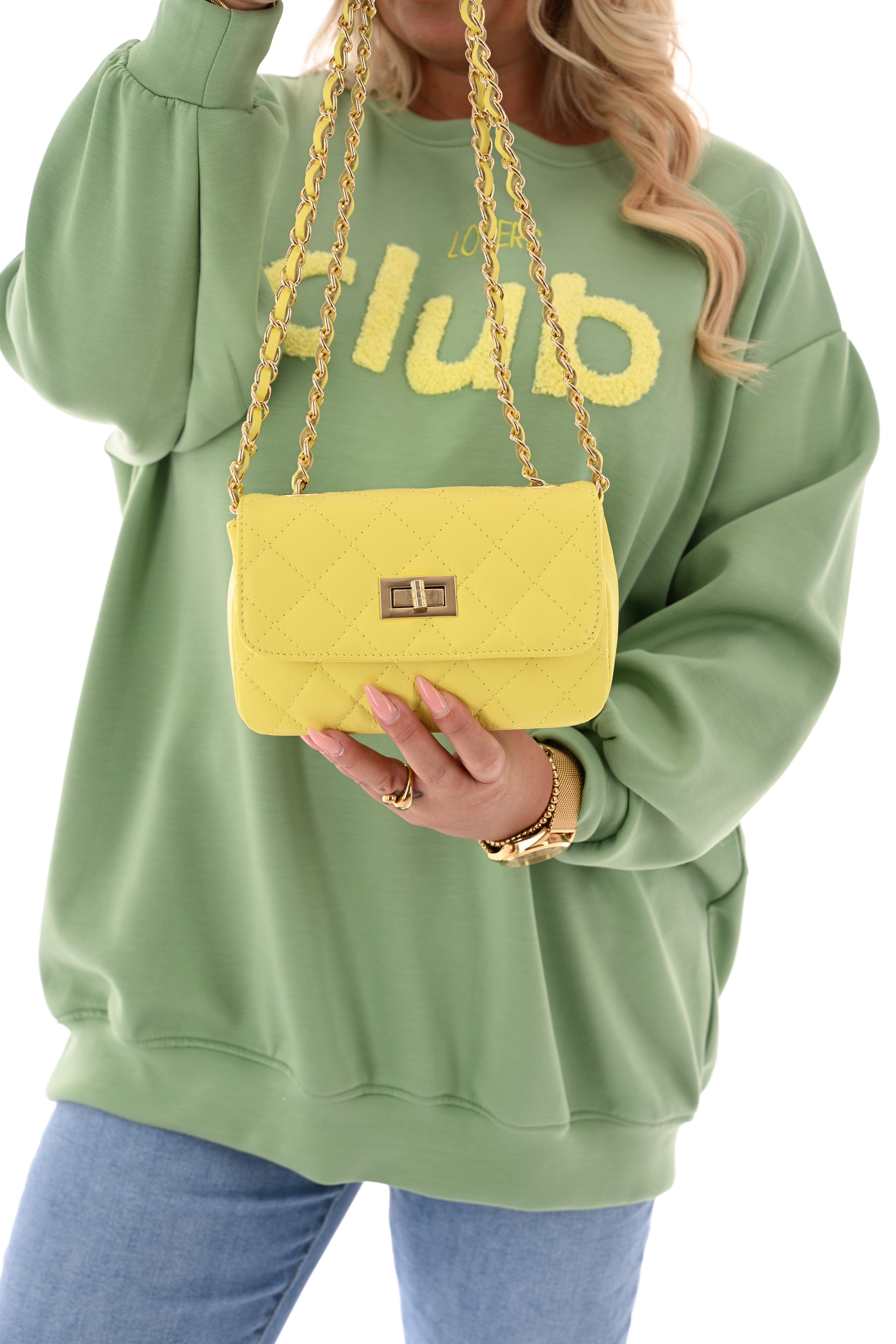 Kleine tas ruitpatroon lime