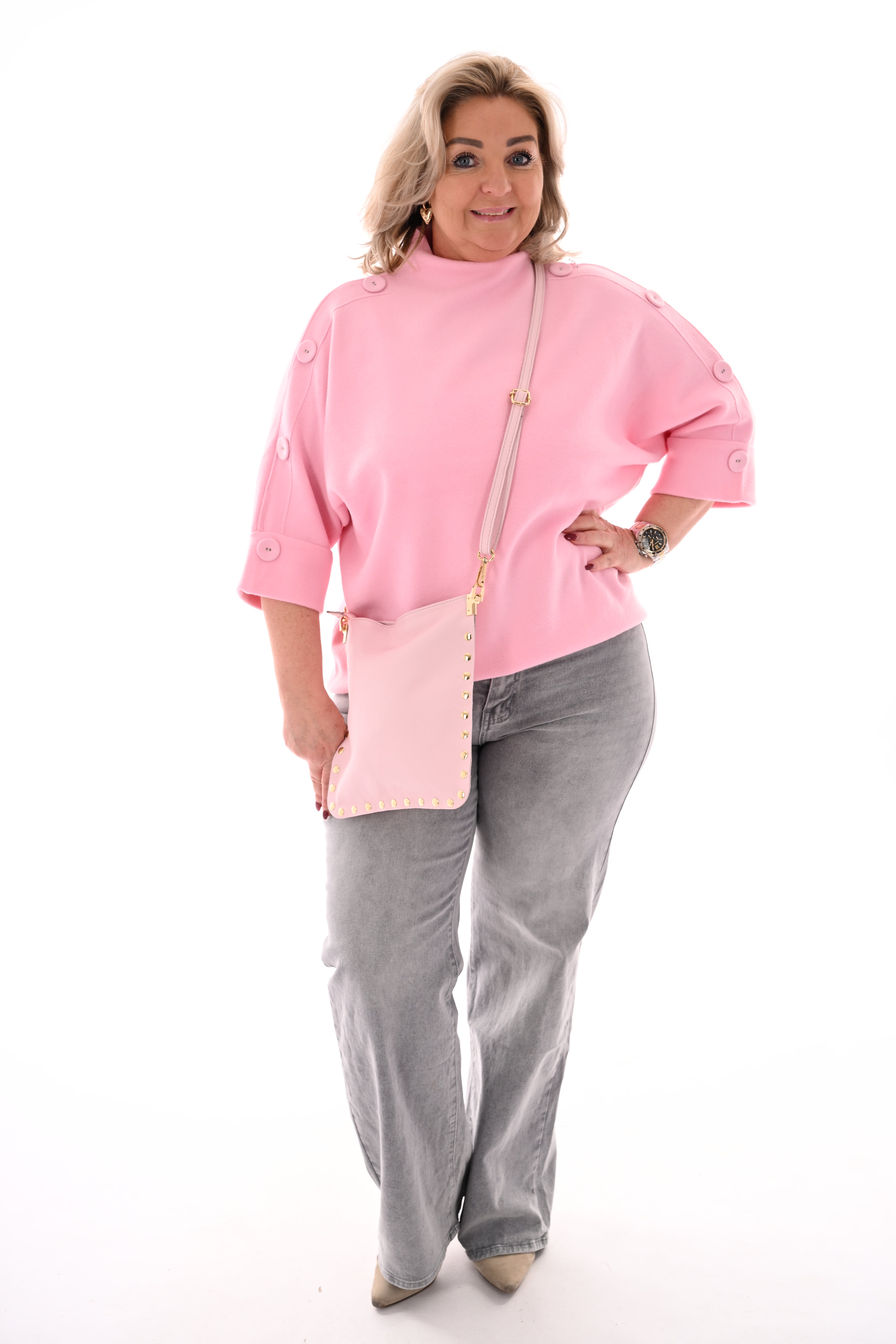 Vierkante tas studs lichtroze