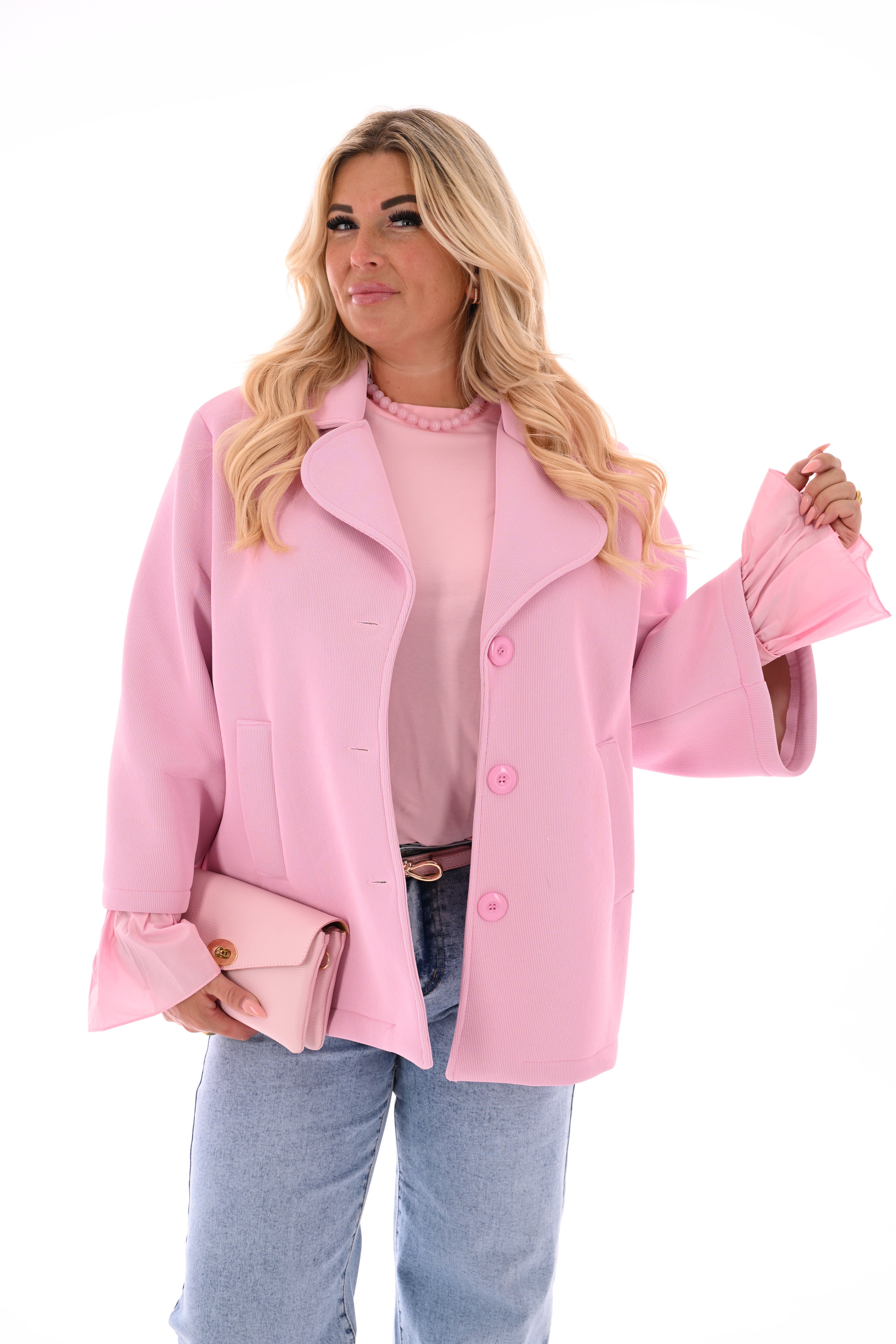 Dubbele vak tas klein lichtroze